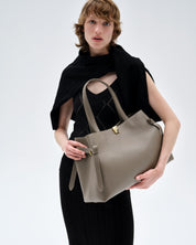 GYOZA TOTE - TAUPE PEBBLE GRAINED LEATHER