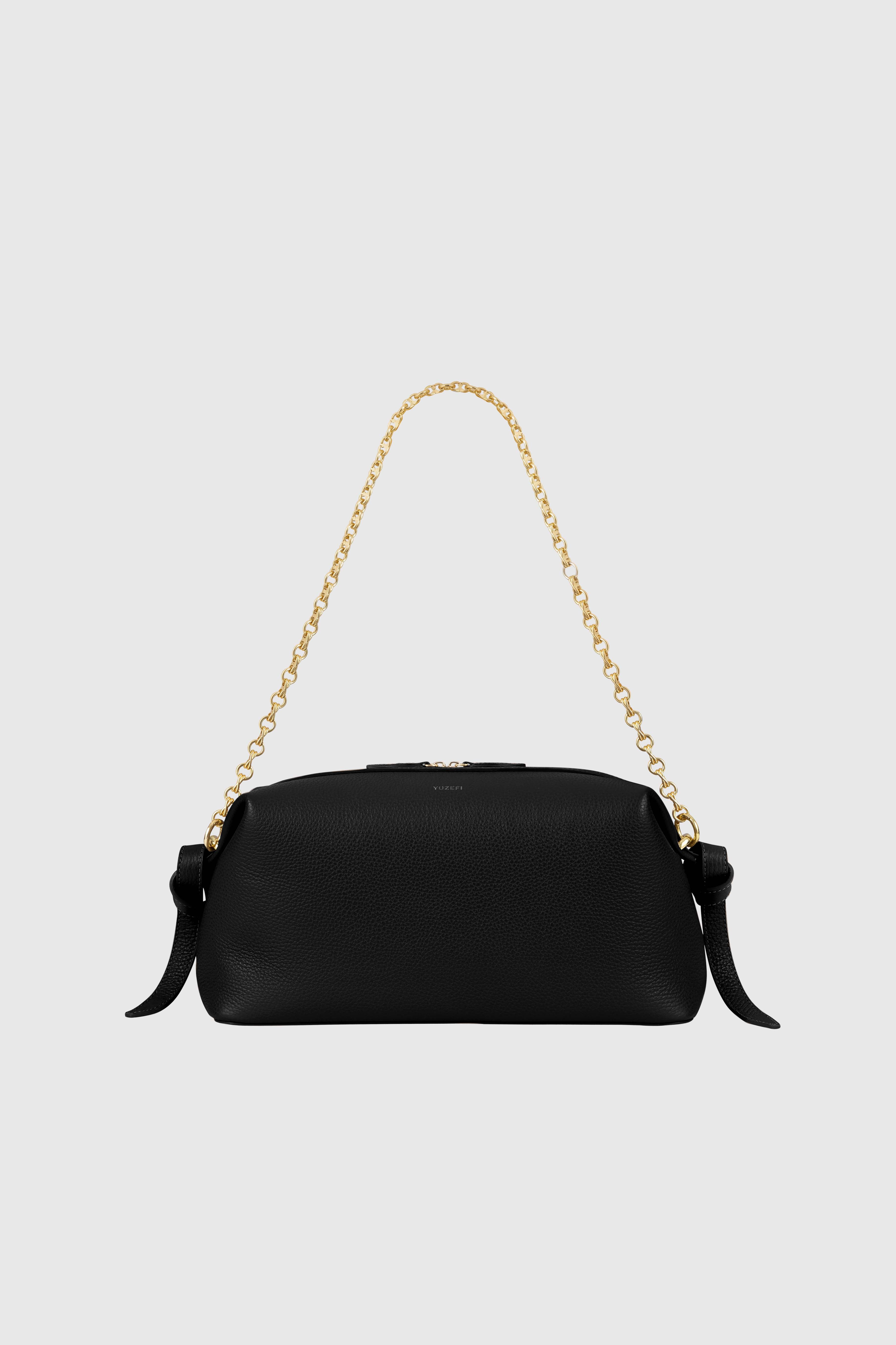 BRIOCHE POUCH - BLACK PEBBLE GRAINED LEATHER