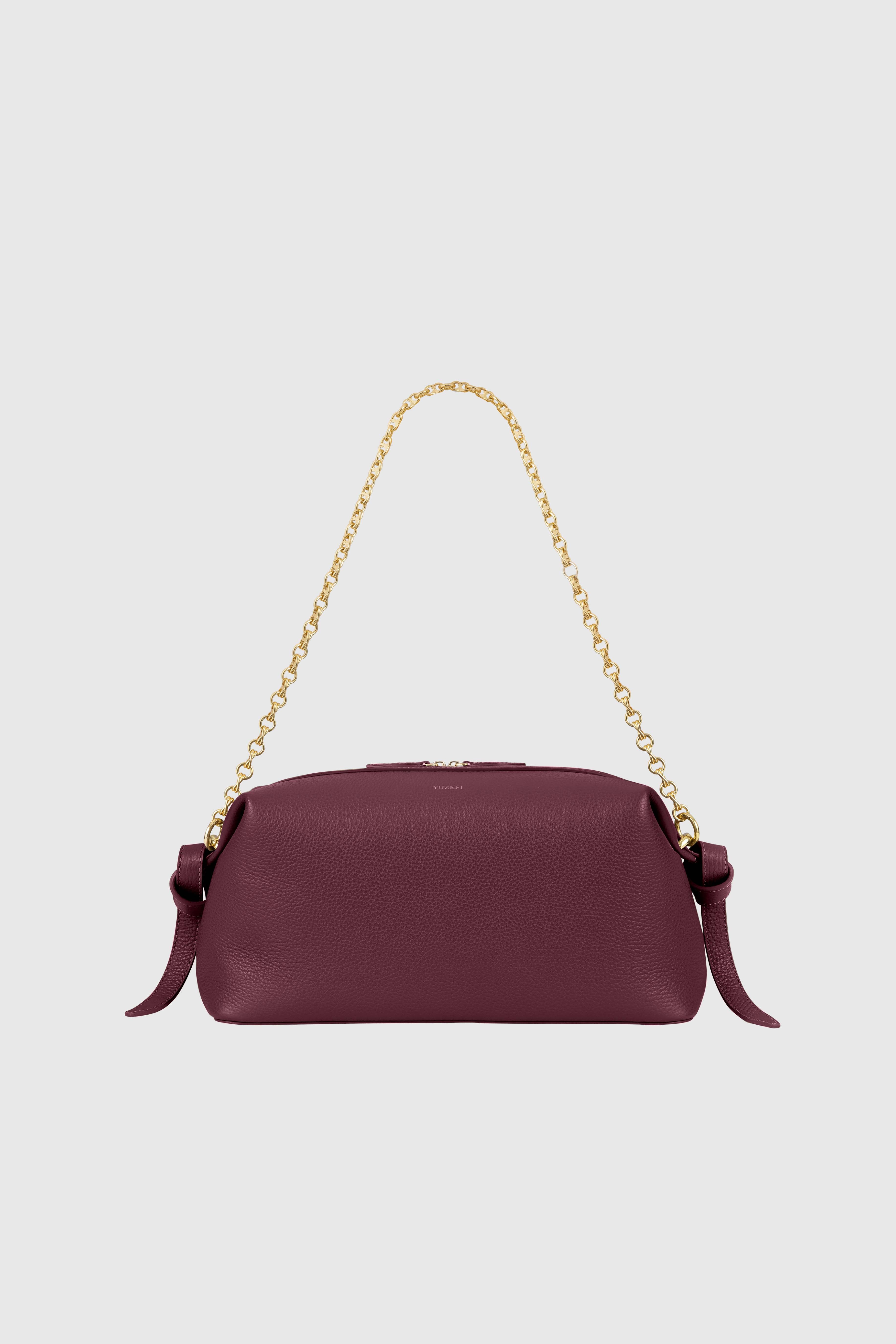 BRIOCHE POUCH - WINE PEBBLE GRAINED LEATHER