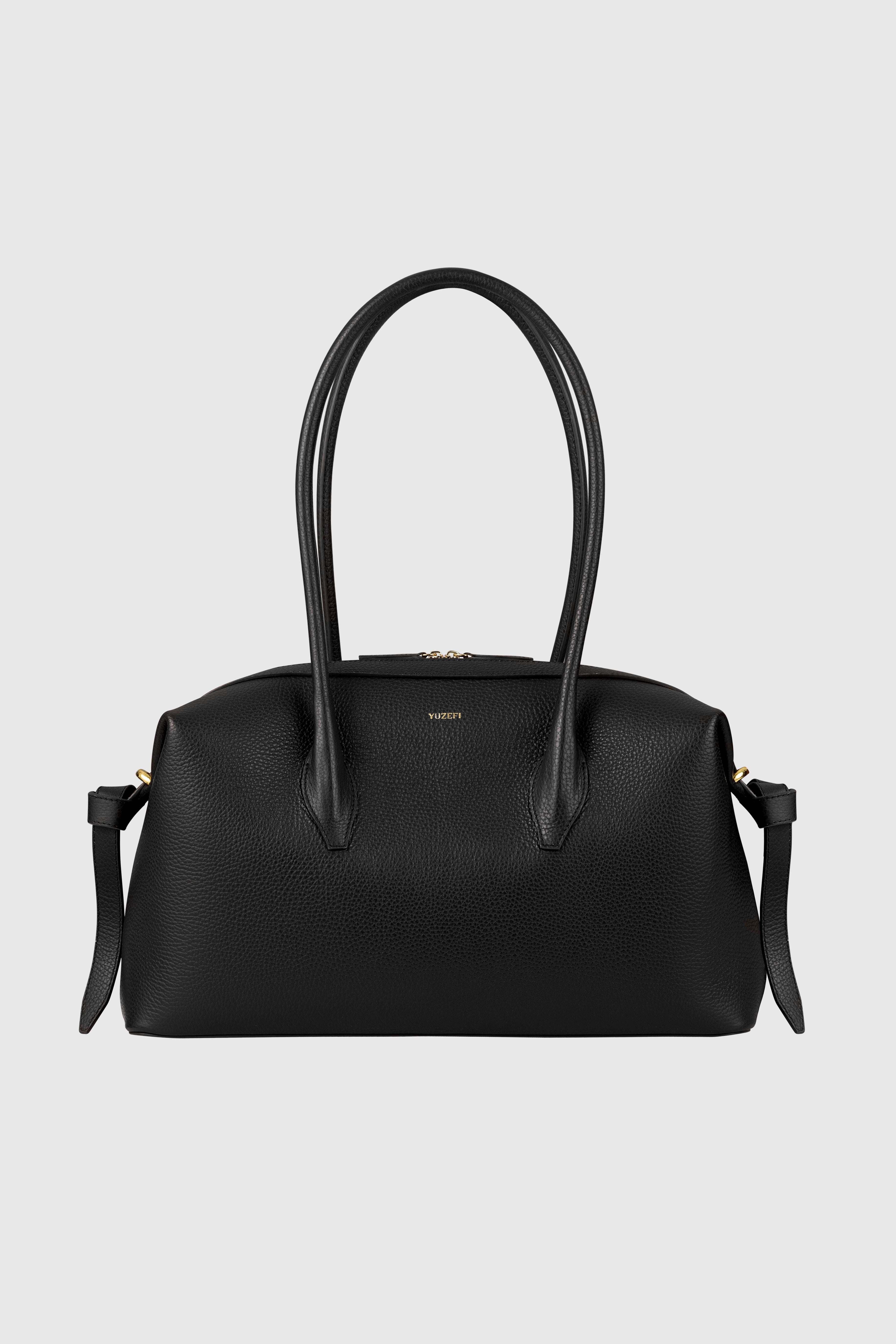 BRIOCHE DUFFLE - BLACK PEBBLE GRAINED LEATHER
