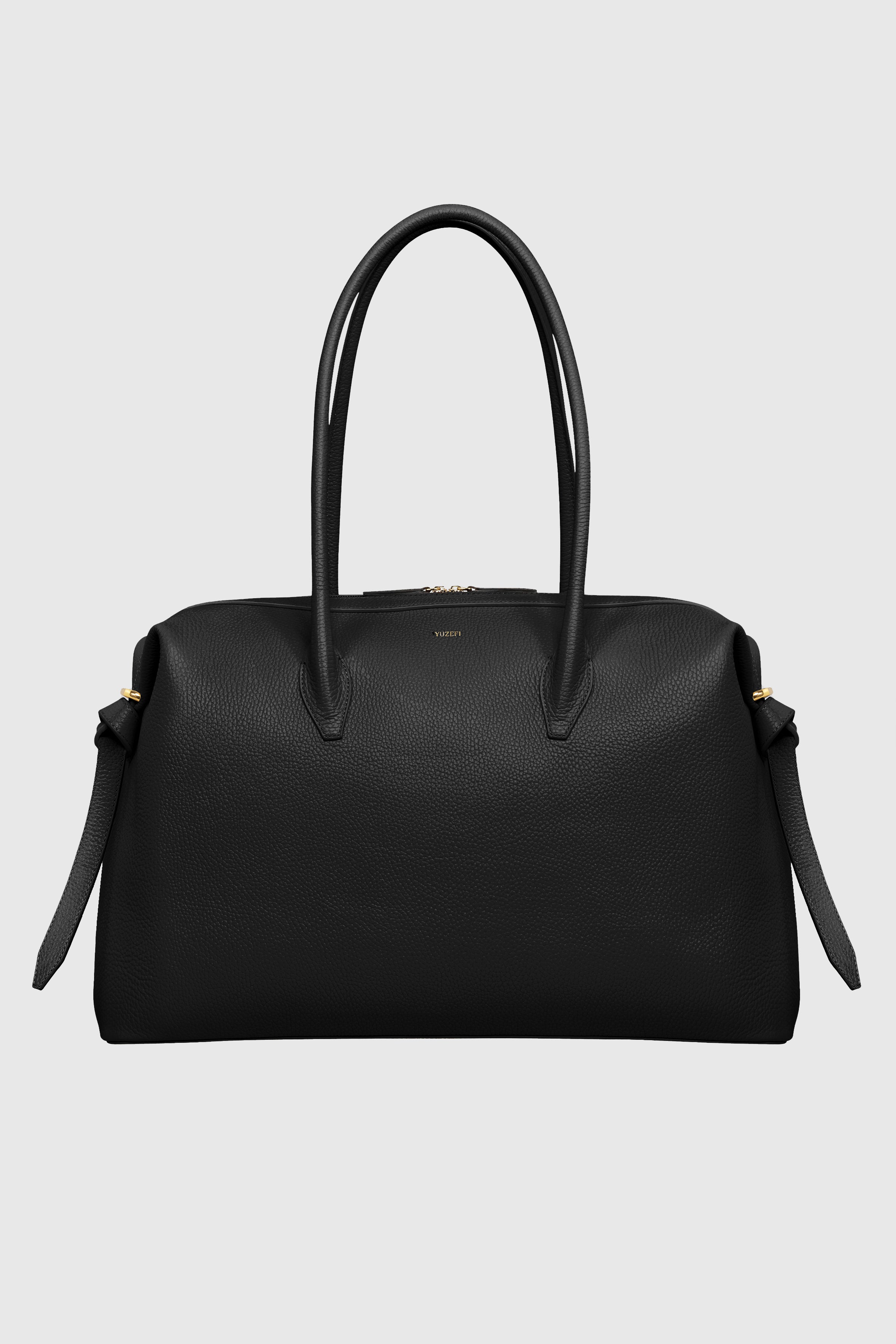   /BRONTE ブロンテ-BK/M. LARGE BRIOCHE DUFFLE - BLACK PEBBLE GRAINED LEATHER – Yuzefi