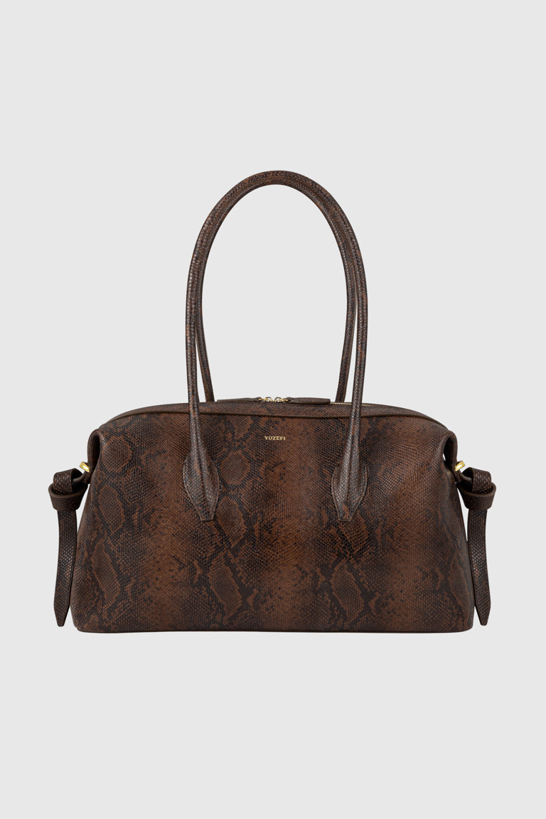BRIOCHE DUFFLE	- EMBOSSED SNAKE COWHIDE LEATHER