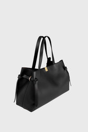 GYOZA TOTE - BLACK PEBBLE GRAINED LEATHER