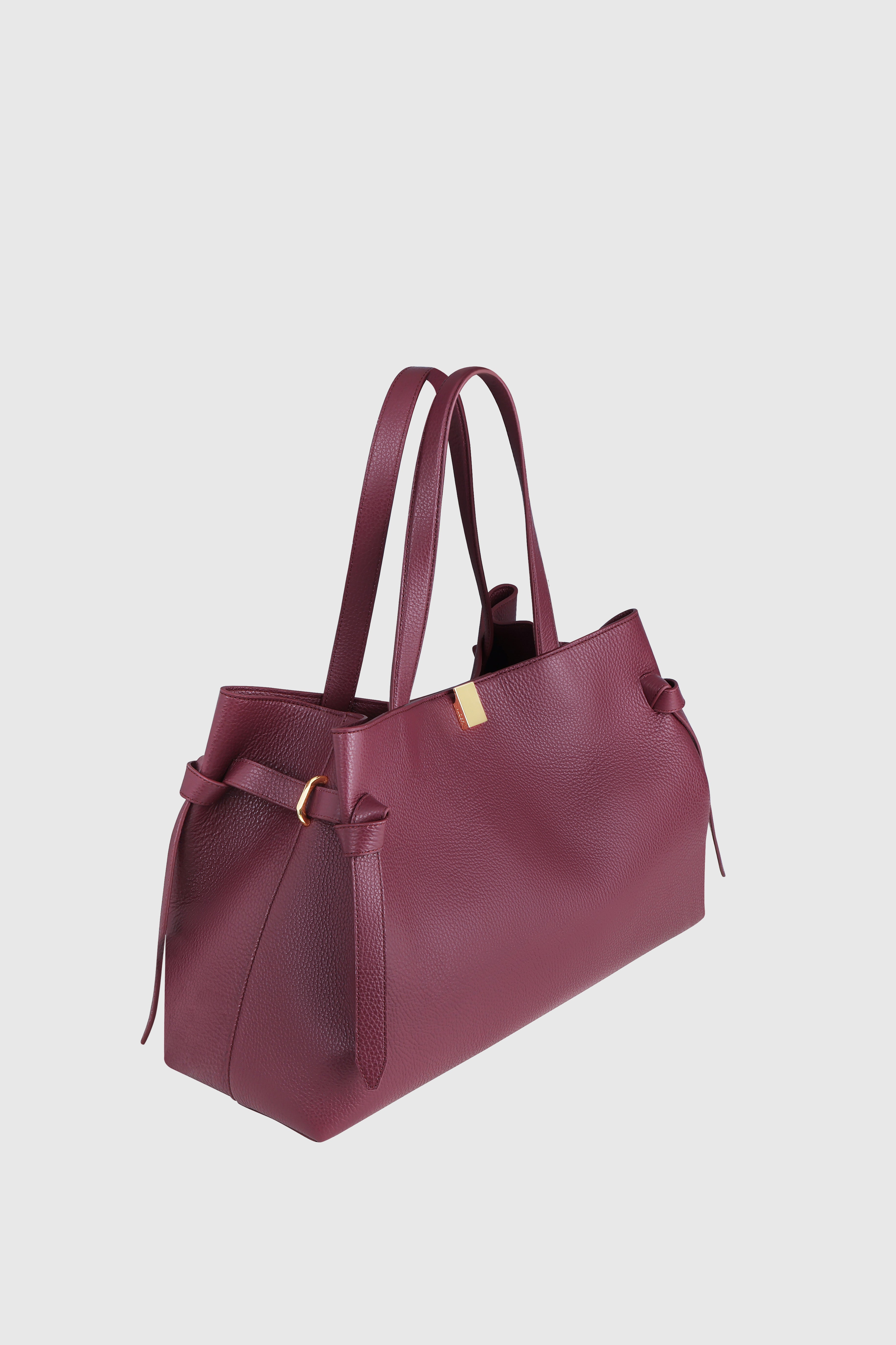 GYOZA TOTE - WINE PEBBLE GRAINED LEATHER