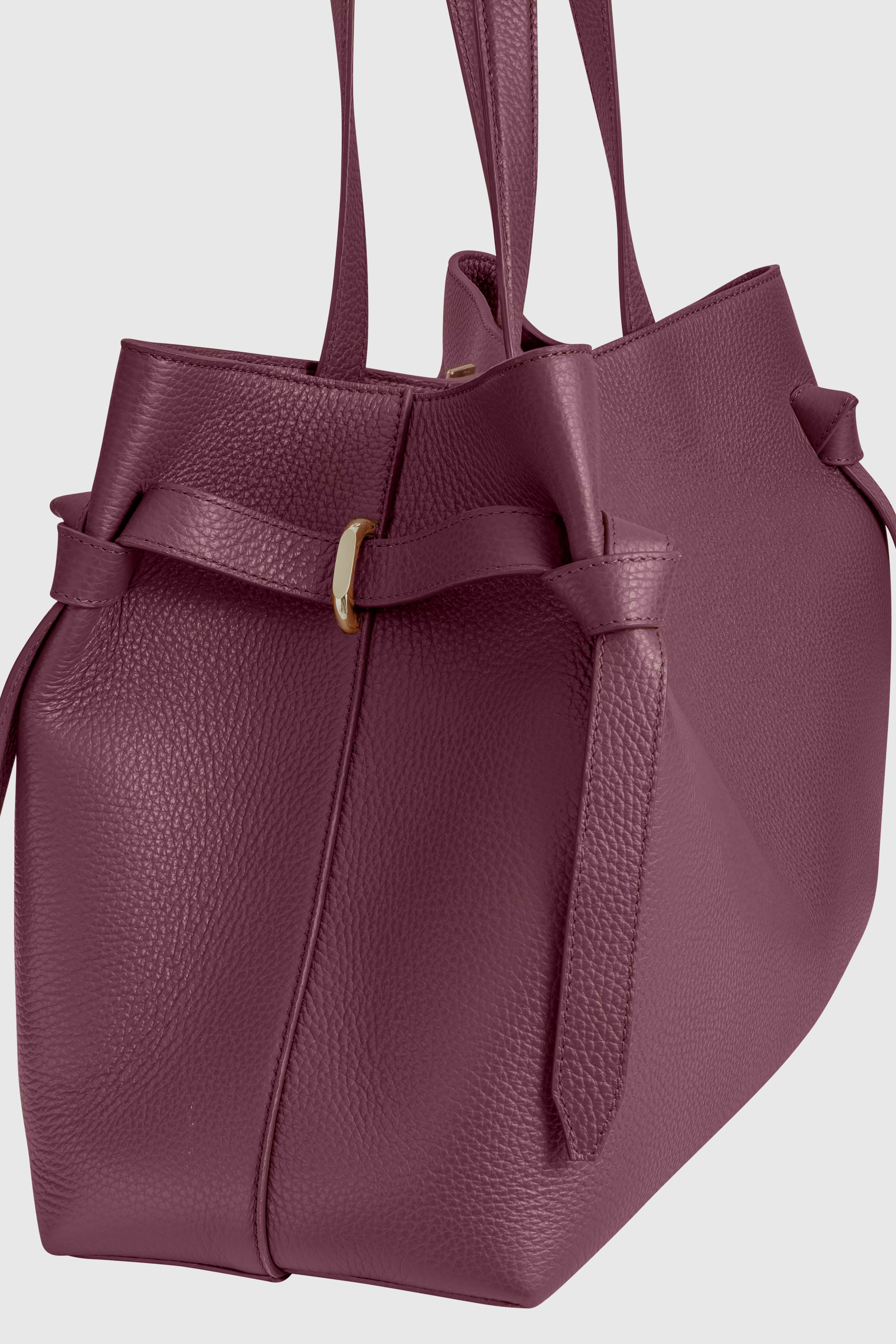GYOZA TOTE - WINE PEBBLE GRAINED LEATHER