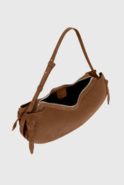 LARGE FORTUNE COOKIE - COGNAC SUEDE