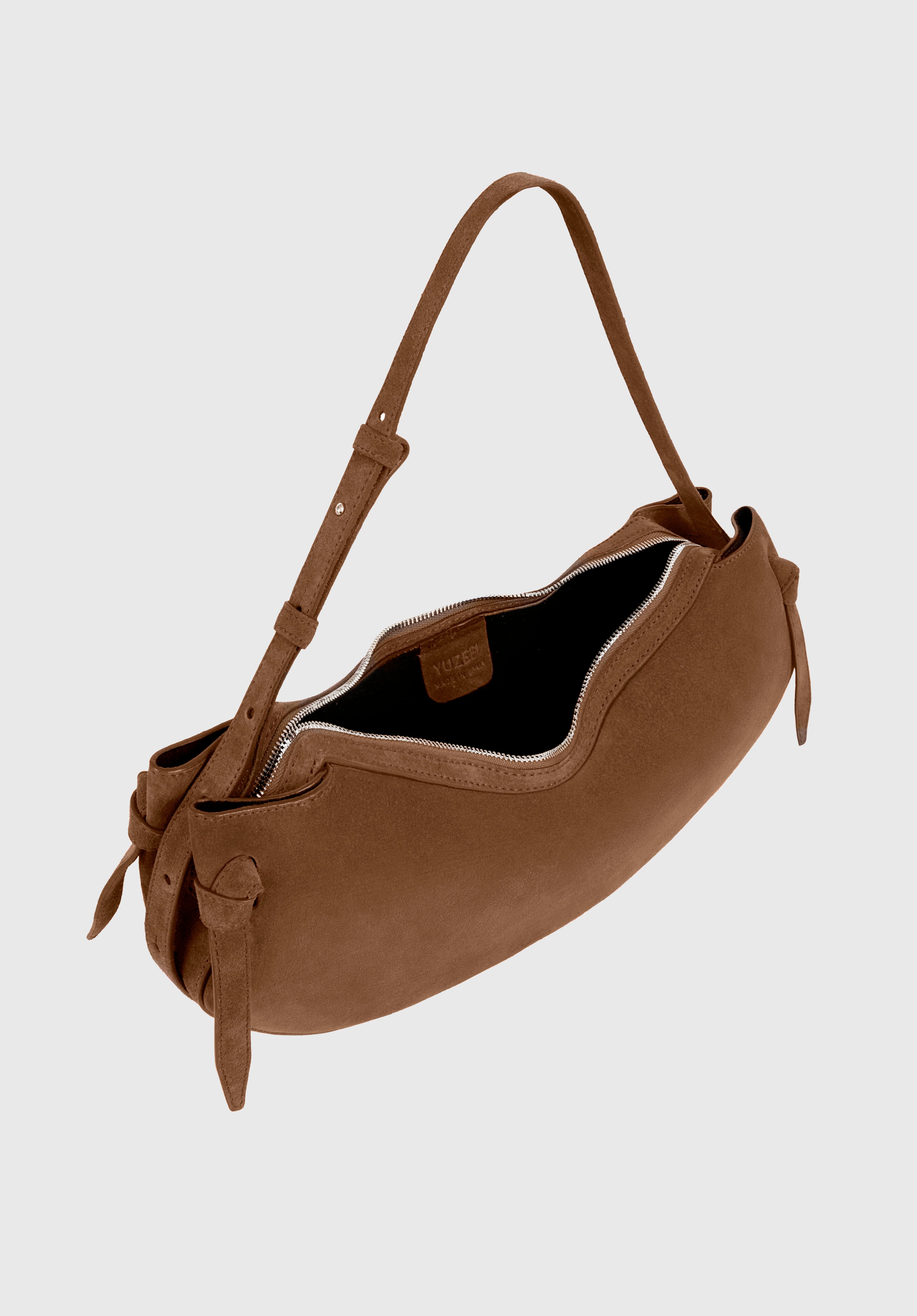 LARGE FORTUNE COOKIE - COGNAC SUEDE