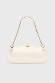 OYSTER CLUTCH - BIANCO PEBBLE GRAINED LEATHER