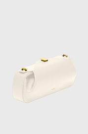 OYSTER CLUTCH - BIANCO PEBBLE GRAINED LEATHER
