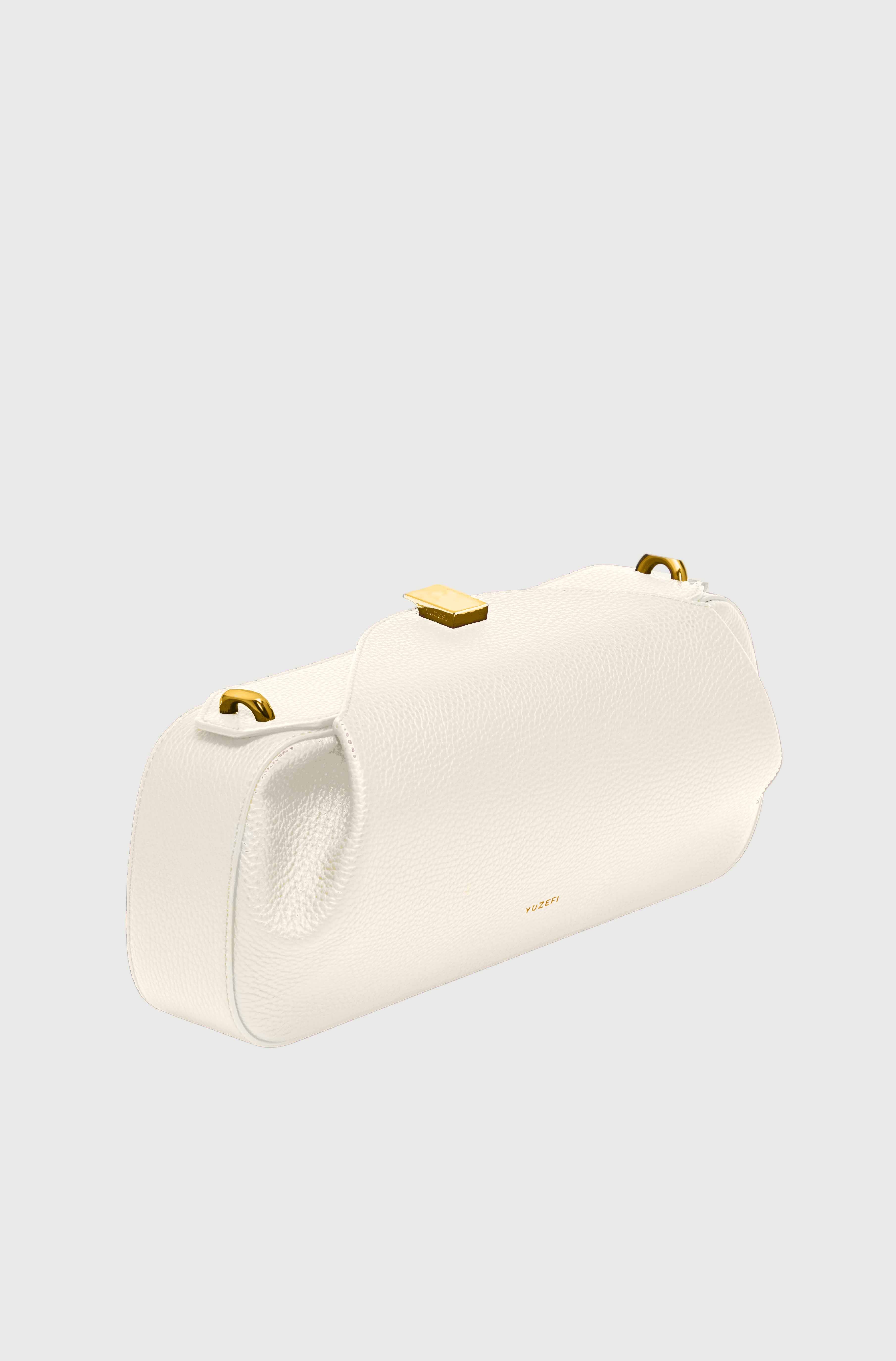 OYSTER CLUTCH - BIANCO PEBBLE GRAINED LEATHER