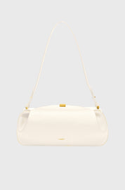 OYSTER CLUTCH - BIANCO PEBBLE GRAINED LEATHER