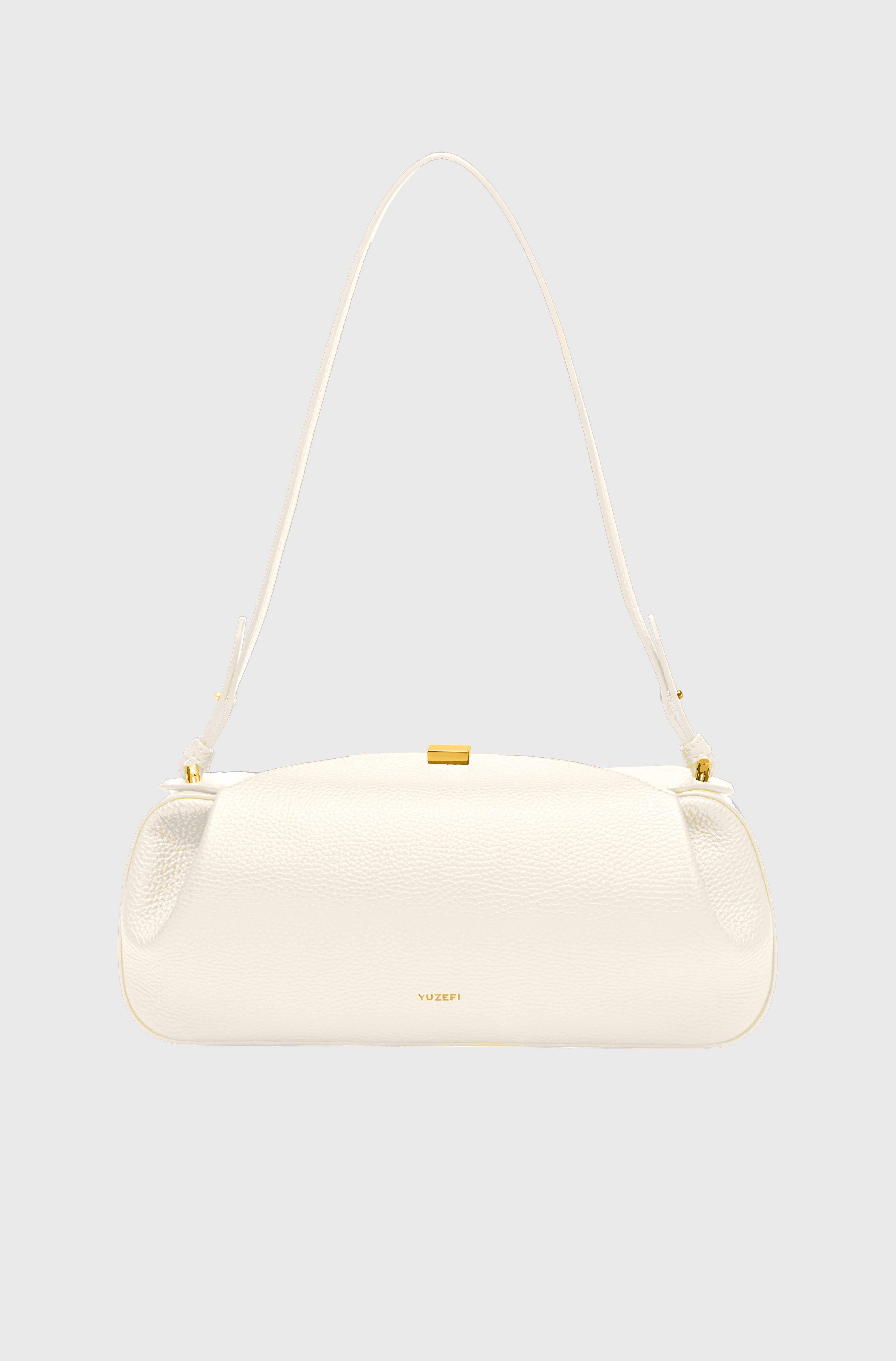 OYSTER CLUTCH - BIANCO PEBBLE GRAINED LEATHER