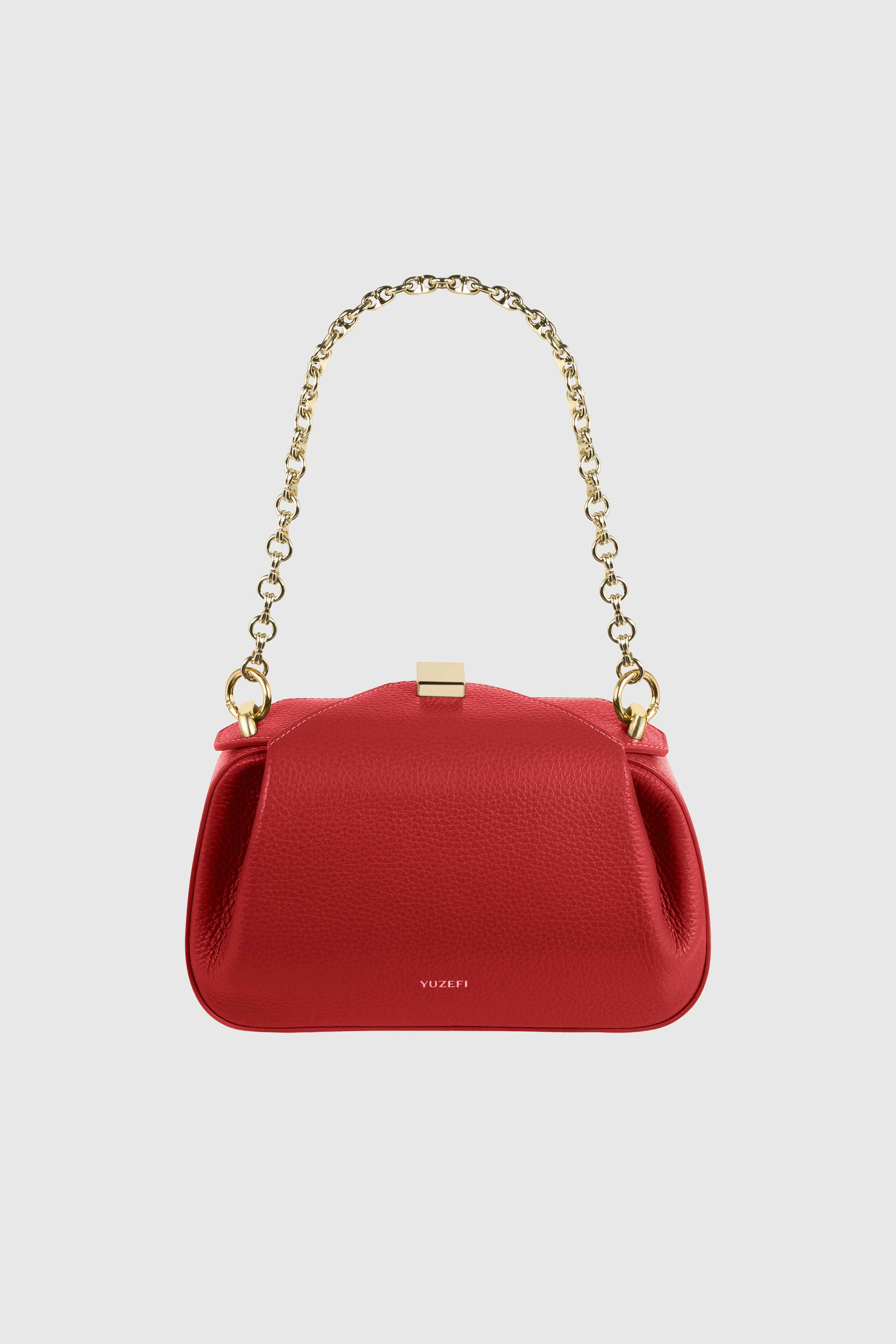 OYSTER MINI CLUTCH - CAYENNE PEBBLE GRAINED LEATHER