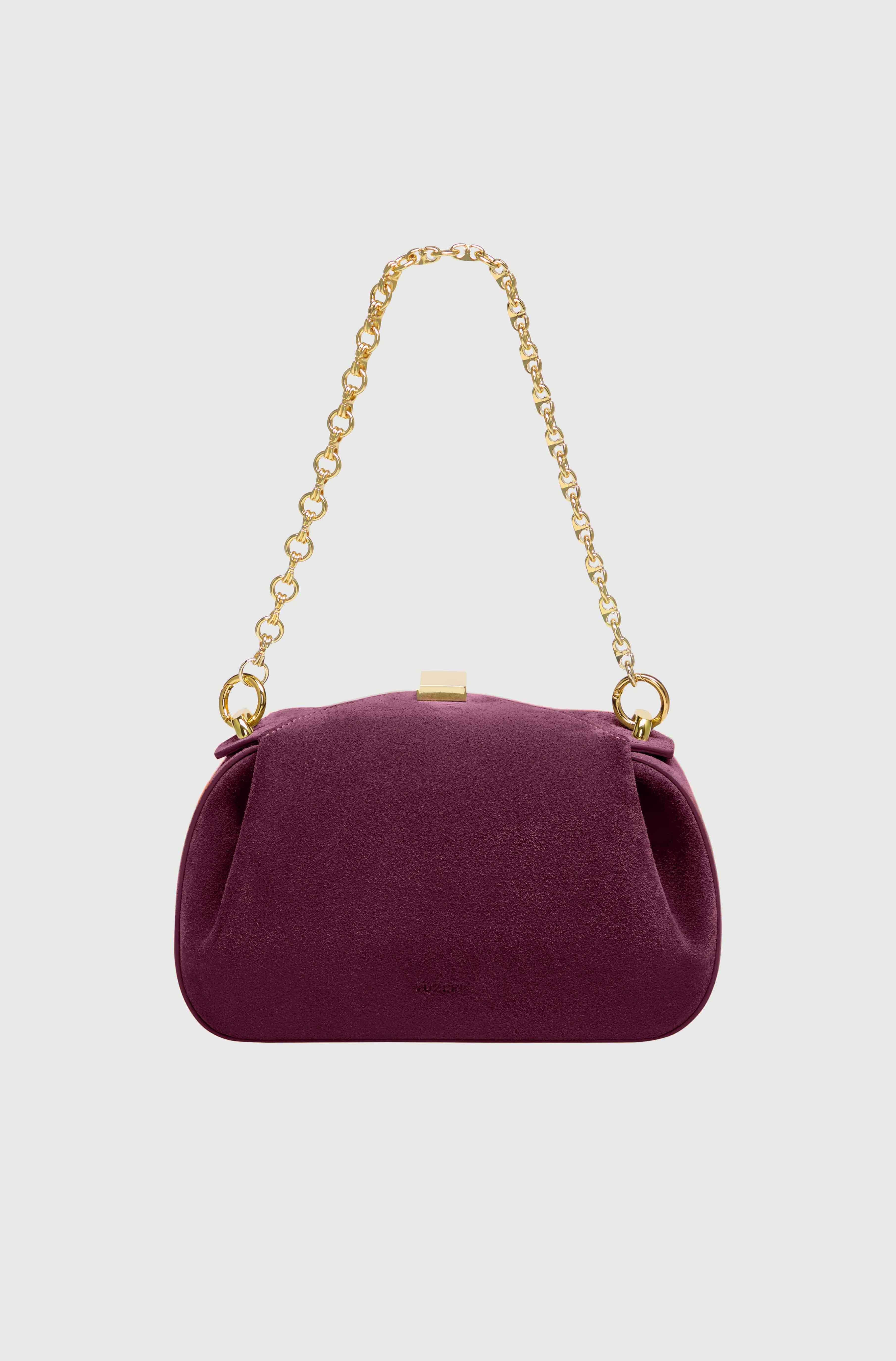 OYSTER MINI CLUTCH - WINE SUEDE
