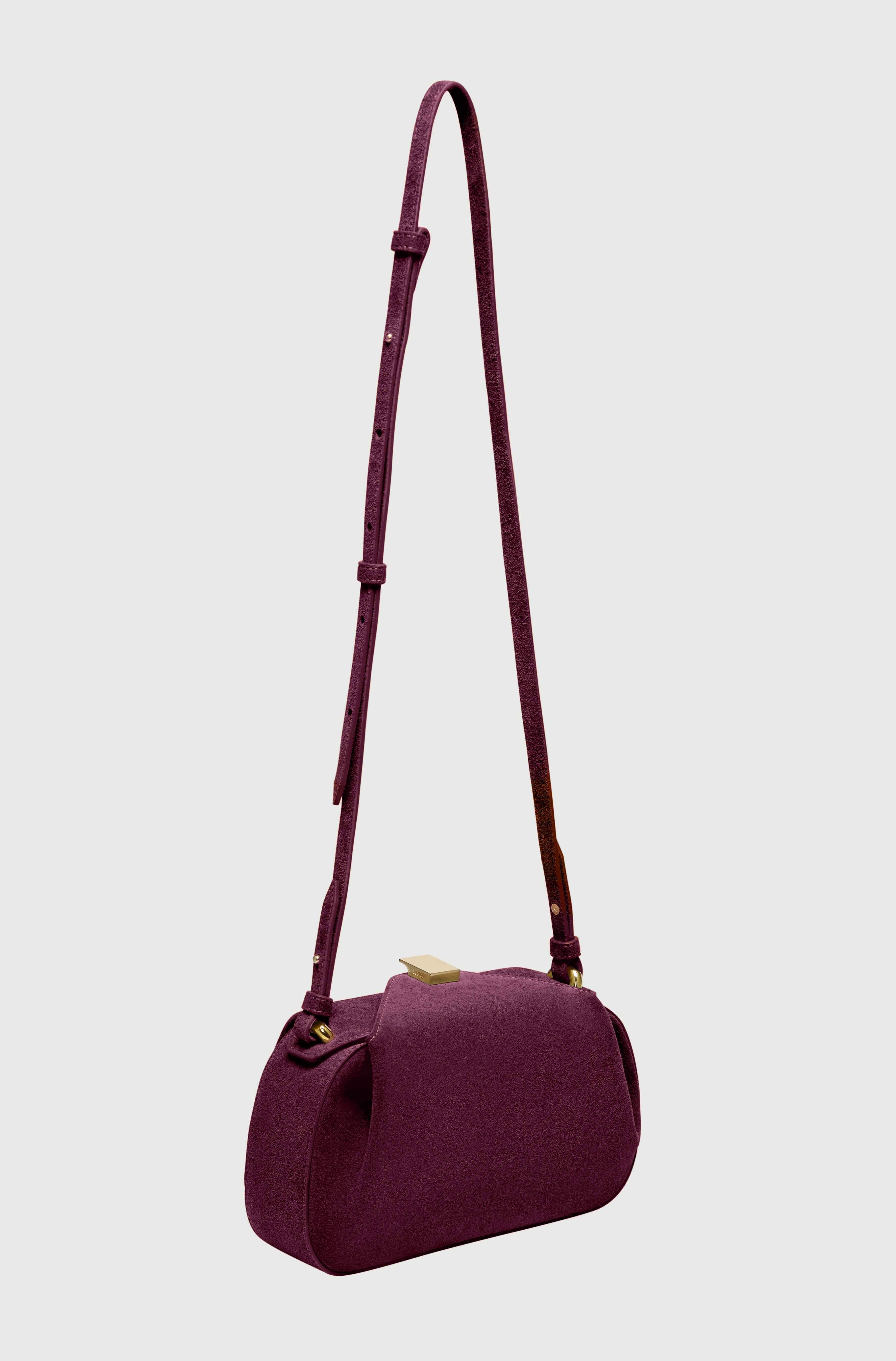 OYSTER MINI CLUTCH - WINE SUEDE