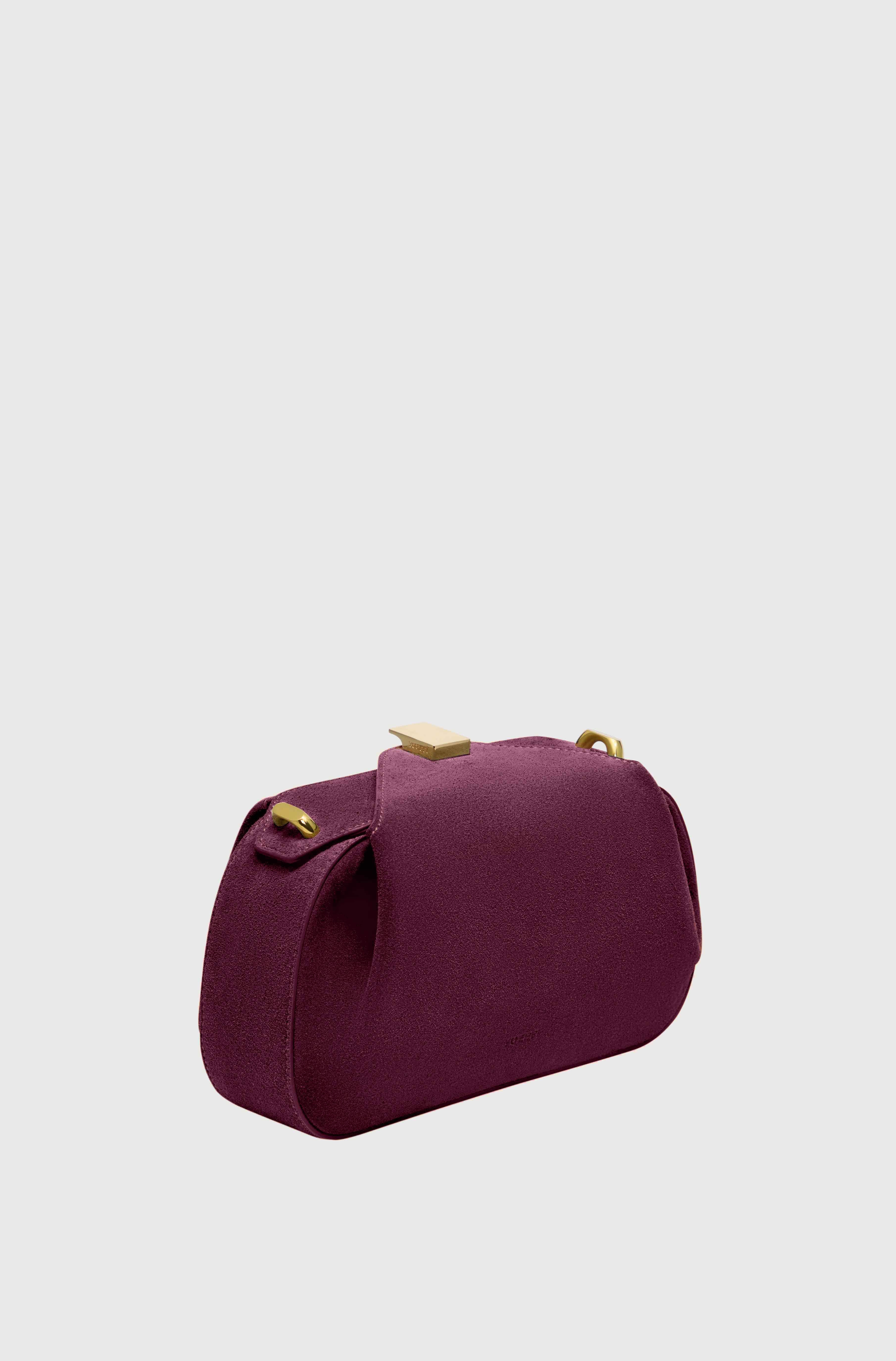 OYSTER MINI CLUTCH - WINE SUEDE