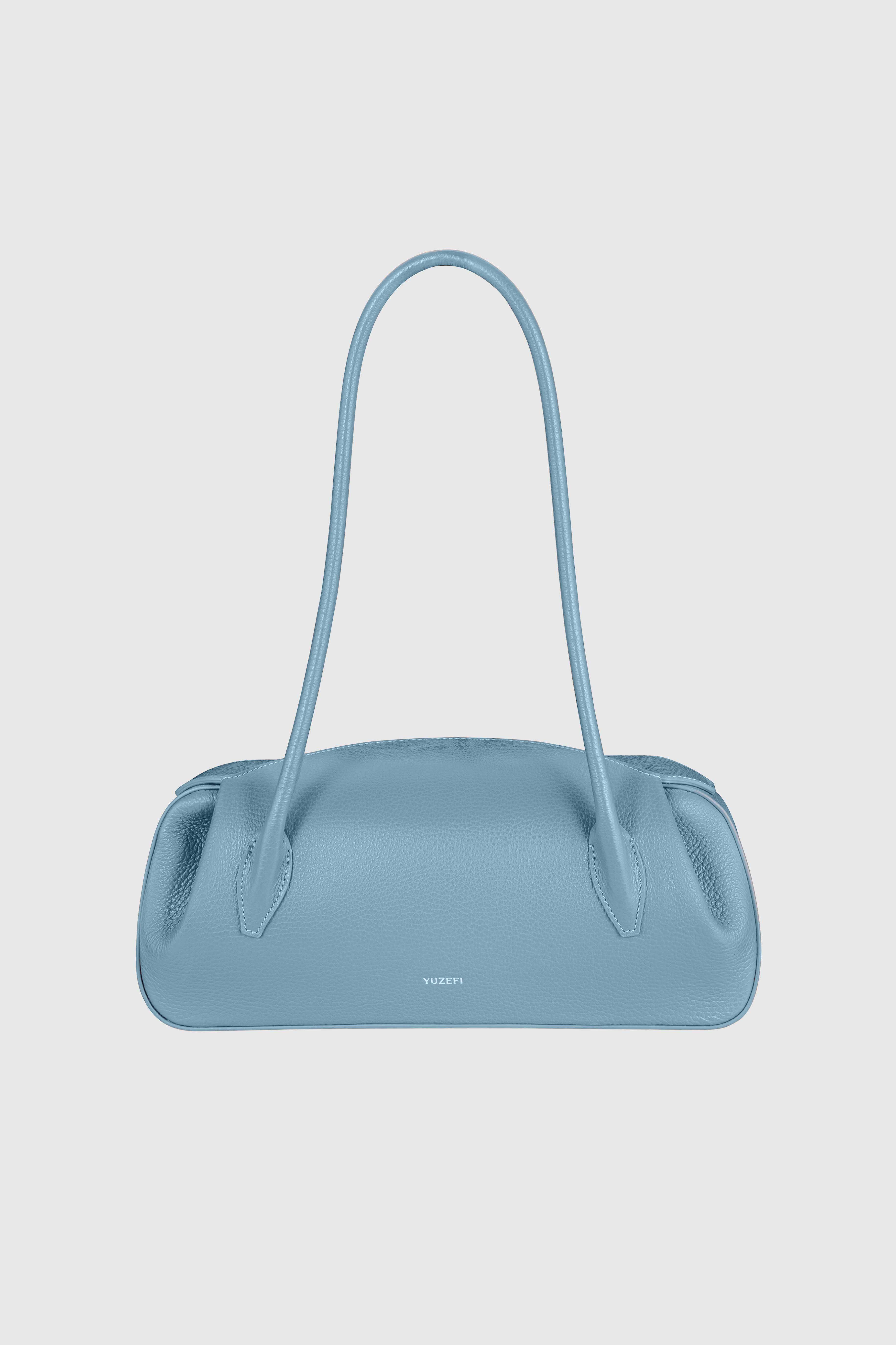 OYSTER SHOULDER BAG - CORNFLOWER PEBBLE GRAINED LEATHER