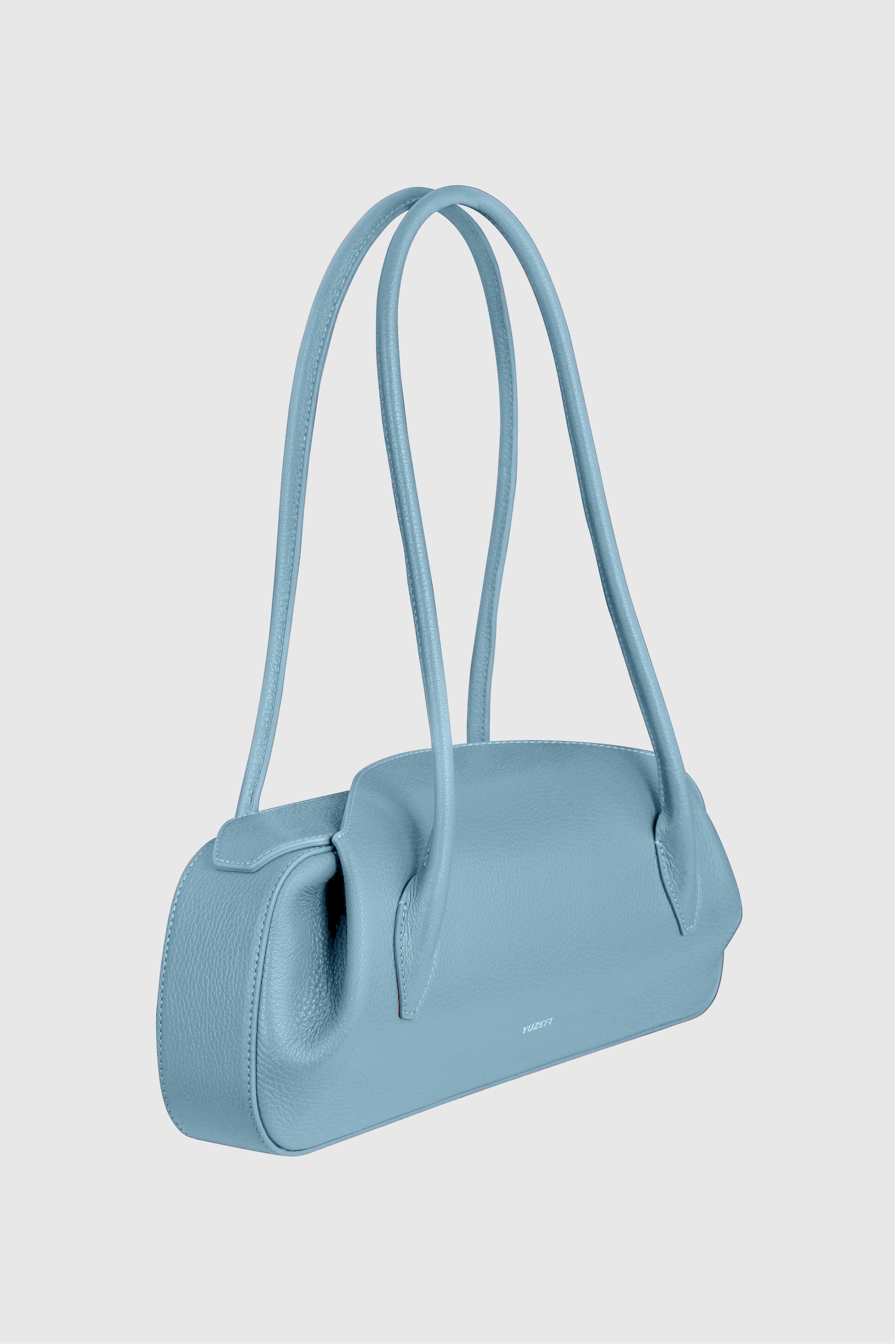 OYSTER SHOULDER BAG - CORNFLOWER PEBBLE GRAINED LEATHER