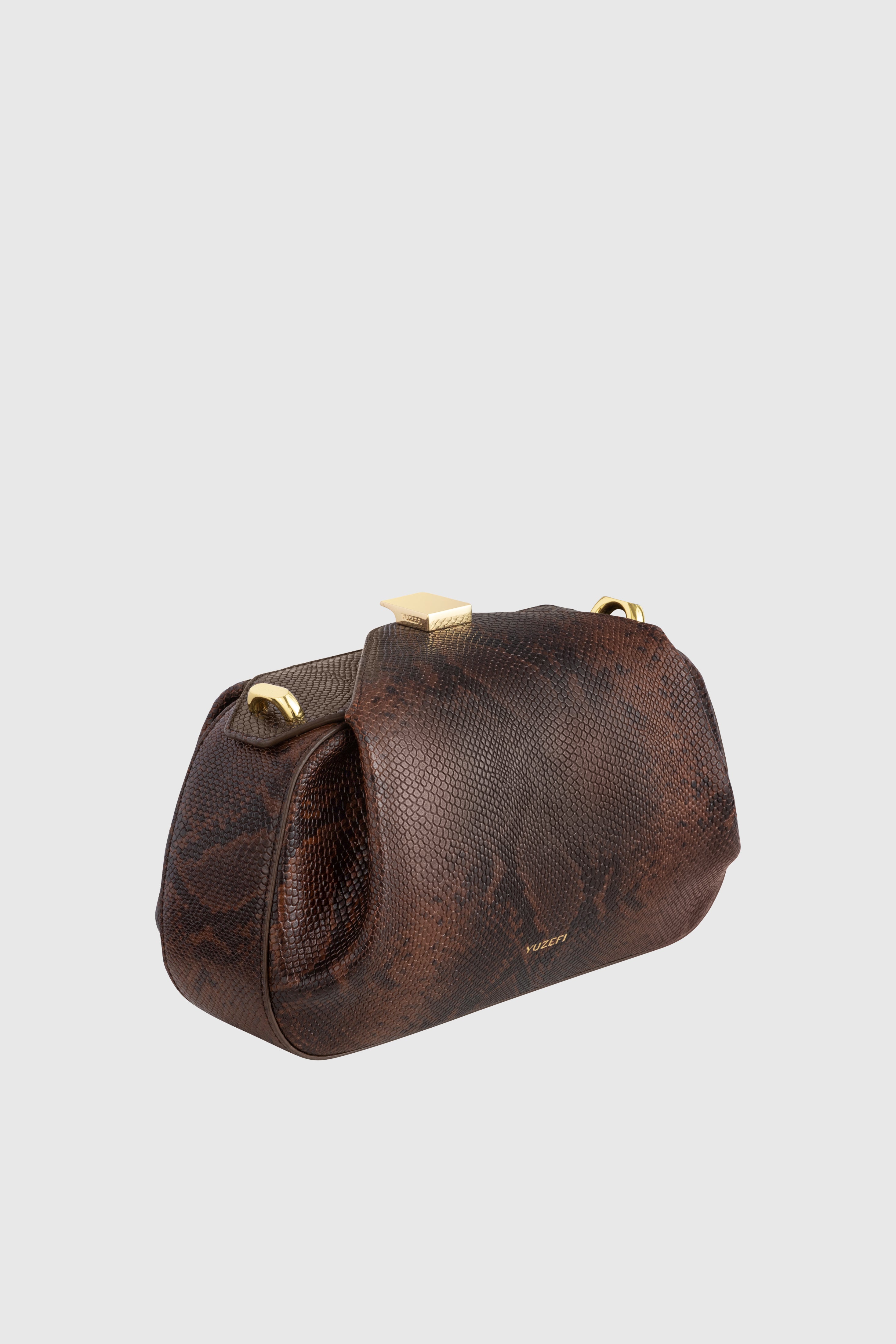 OYSTER MINI CLUTCH - EMBOSSED SNAKE COWHIDE LEATHER