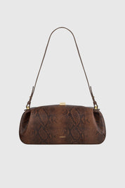 OYSTER CLUTCH - EMBOSSED SNAKE COWHIDE LEATHER