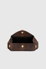 OYSTER CLUTCH - EMBOSSED SNAKE COWHIDE LEATHER