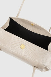 OYSTER SHOULDER BAG - EMBOSSED LIZARD COWHIDE LEATHER