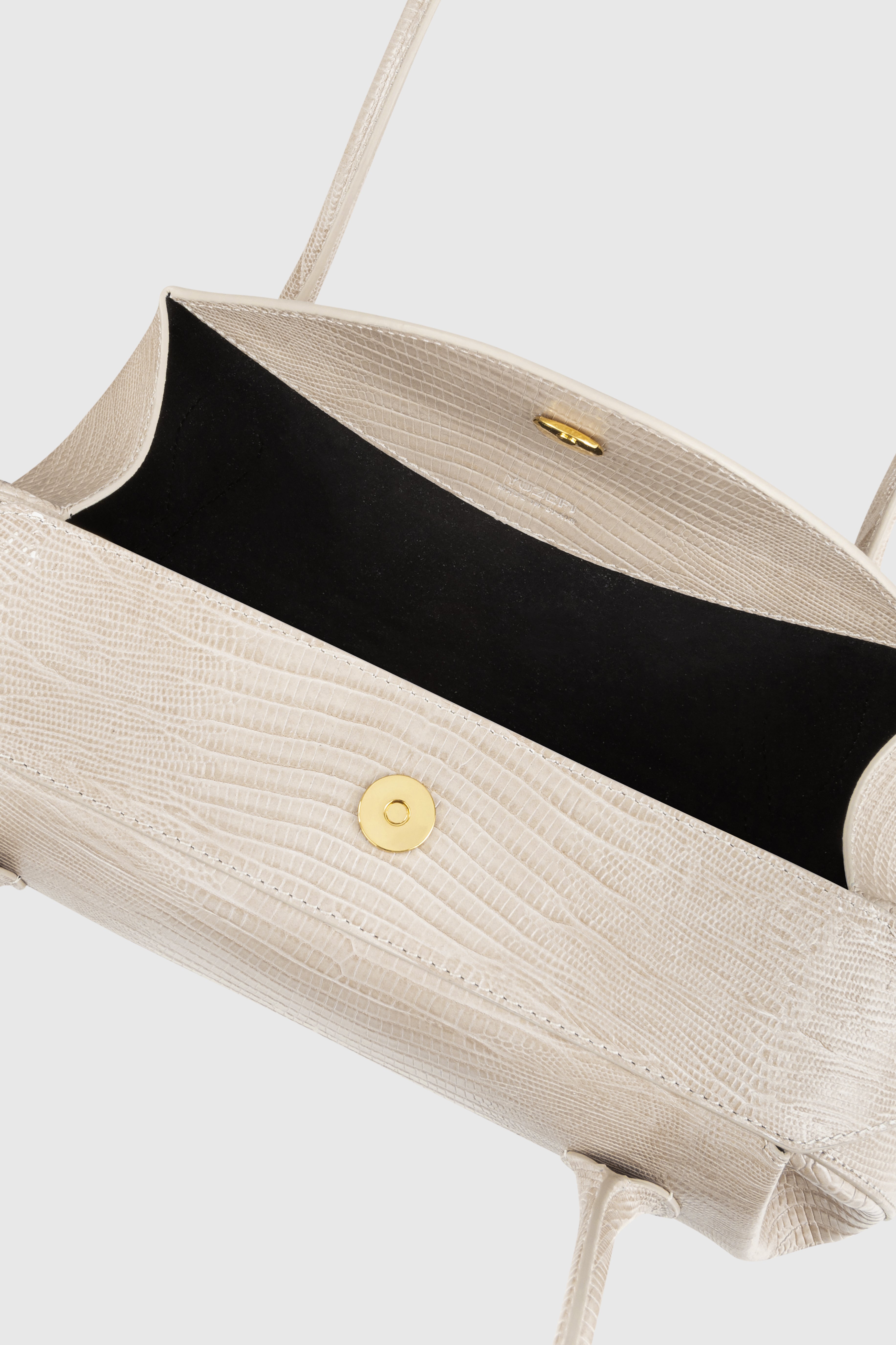 OYSTER SHOULDER BAG - EMBOSSED LIZARD COWHIDE LEATHER