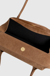 OYSTER SHOULDER BAG - COGNAC SUEDE