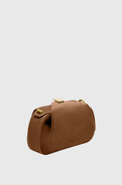 OYSTER MINI CLUTCH - COGNAC SUEDE