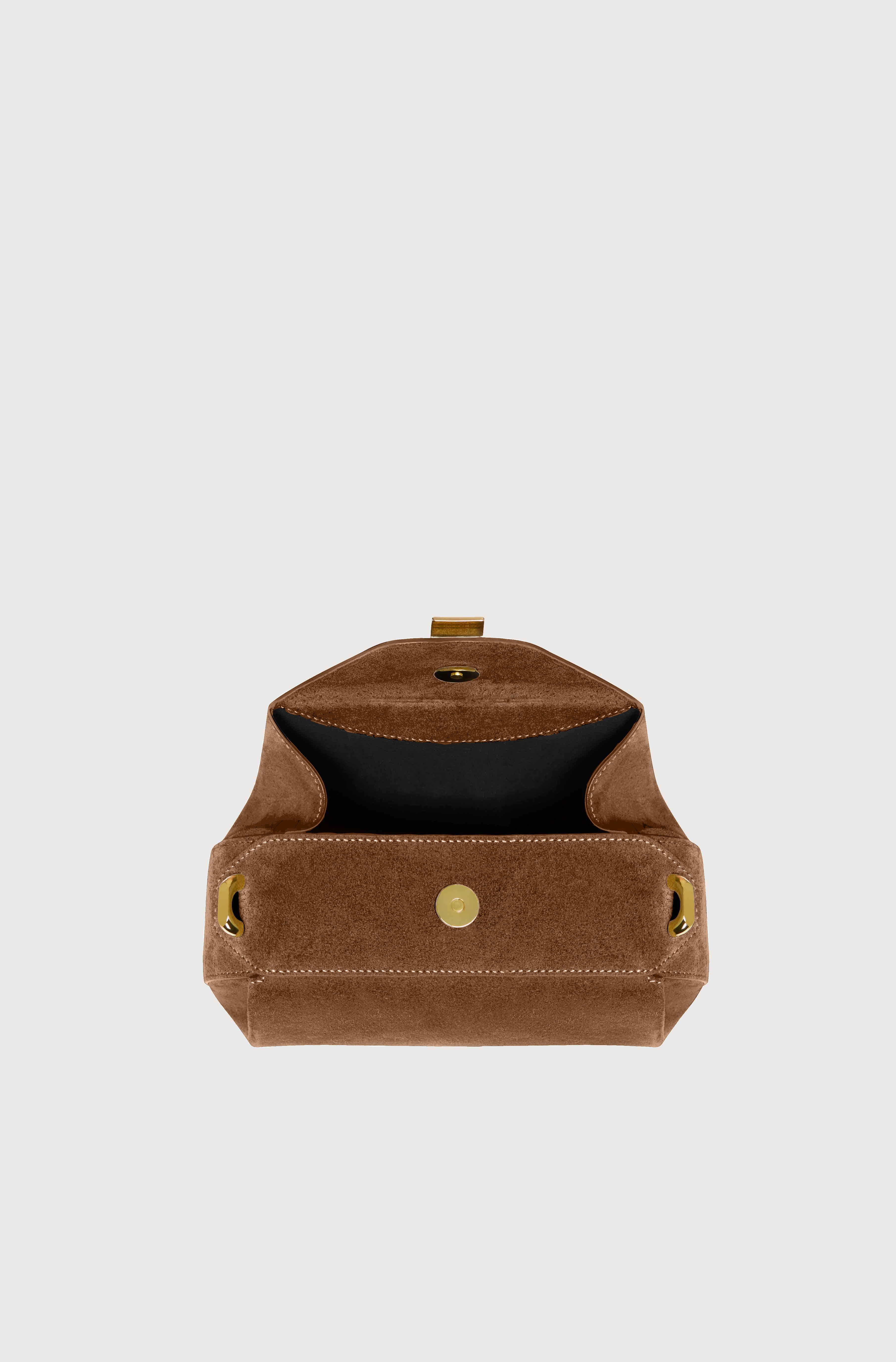 OYSTER MINI CLUTCH - COGNAC SUEDE