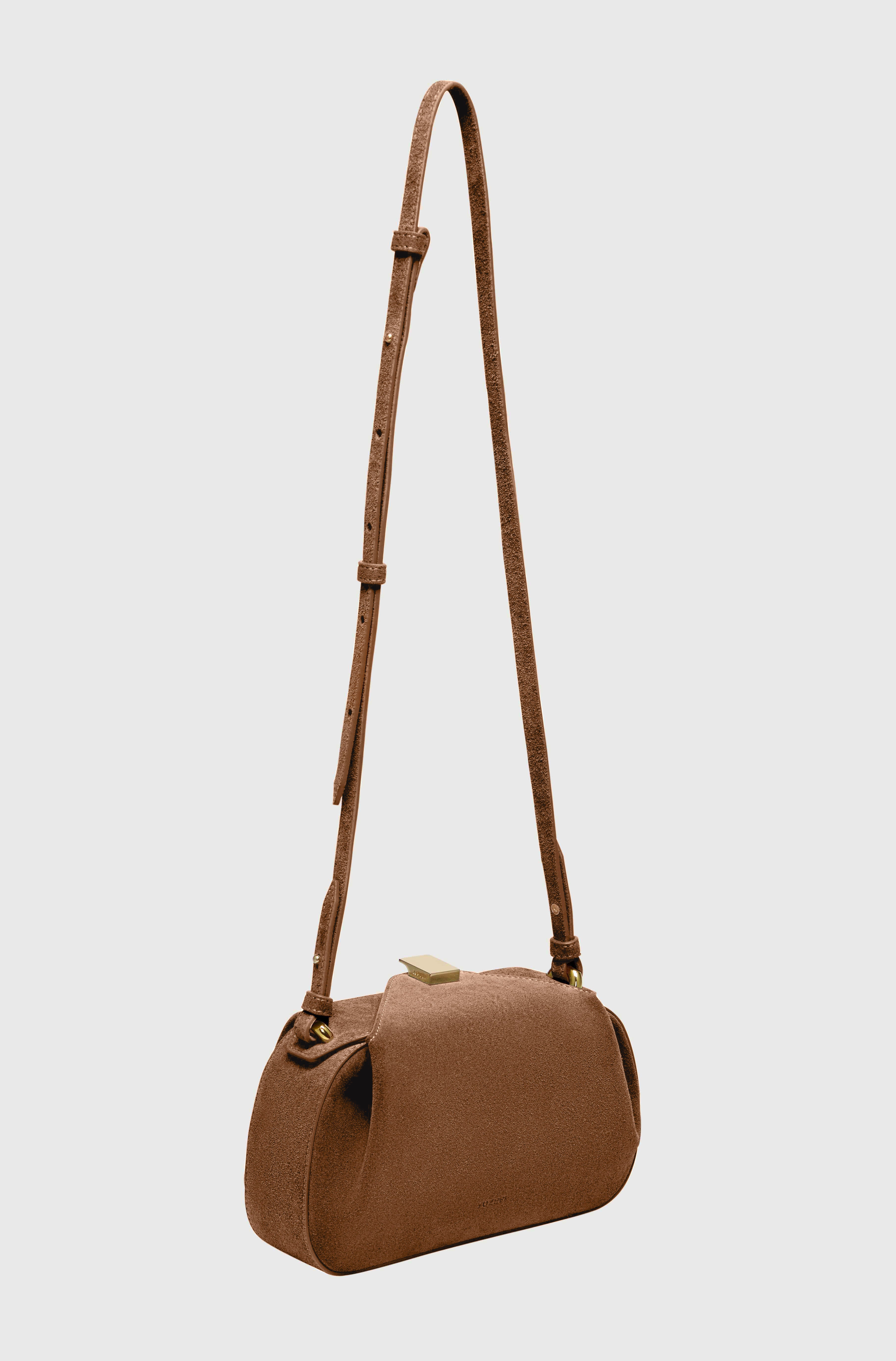 OYSTER MINI CLUTCH - COGNAC SUEDE
