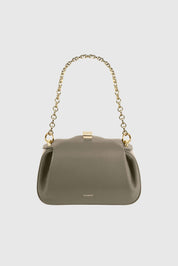 OYSTER MINI CLUTCH - TAUPE PEBBLE GRAINED LEATHER