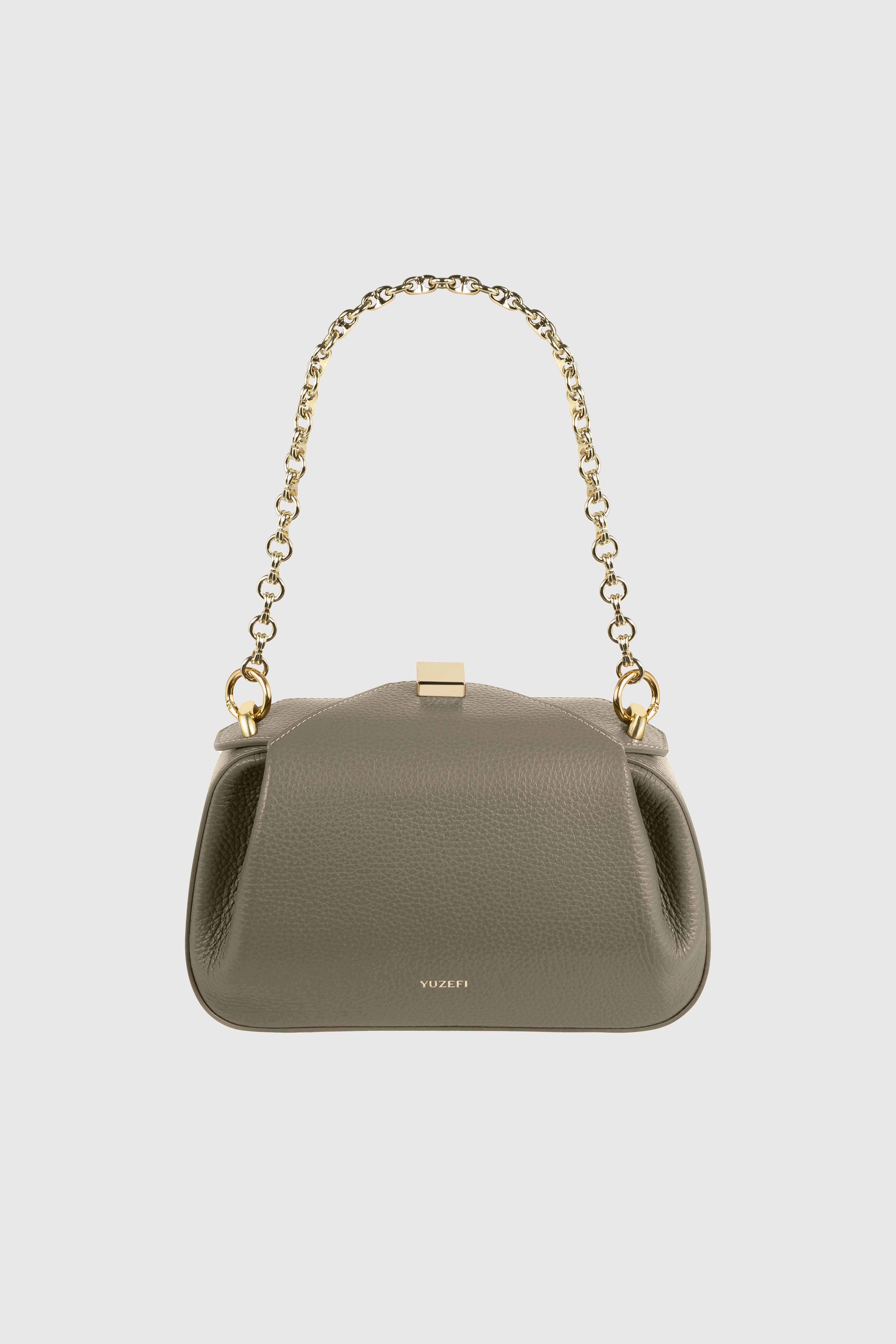 OYSTER MINI CLUTCH - TAUPE PEBBLE GRAINED LEATHER