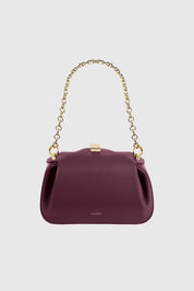 OYSTER MINI CLUTCH - WINE PEBBLE GRAINED LEATHER
