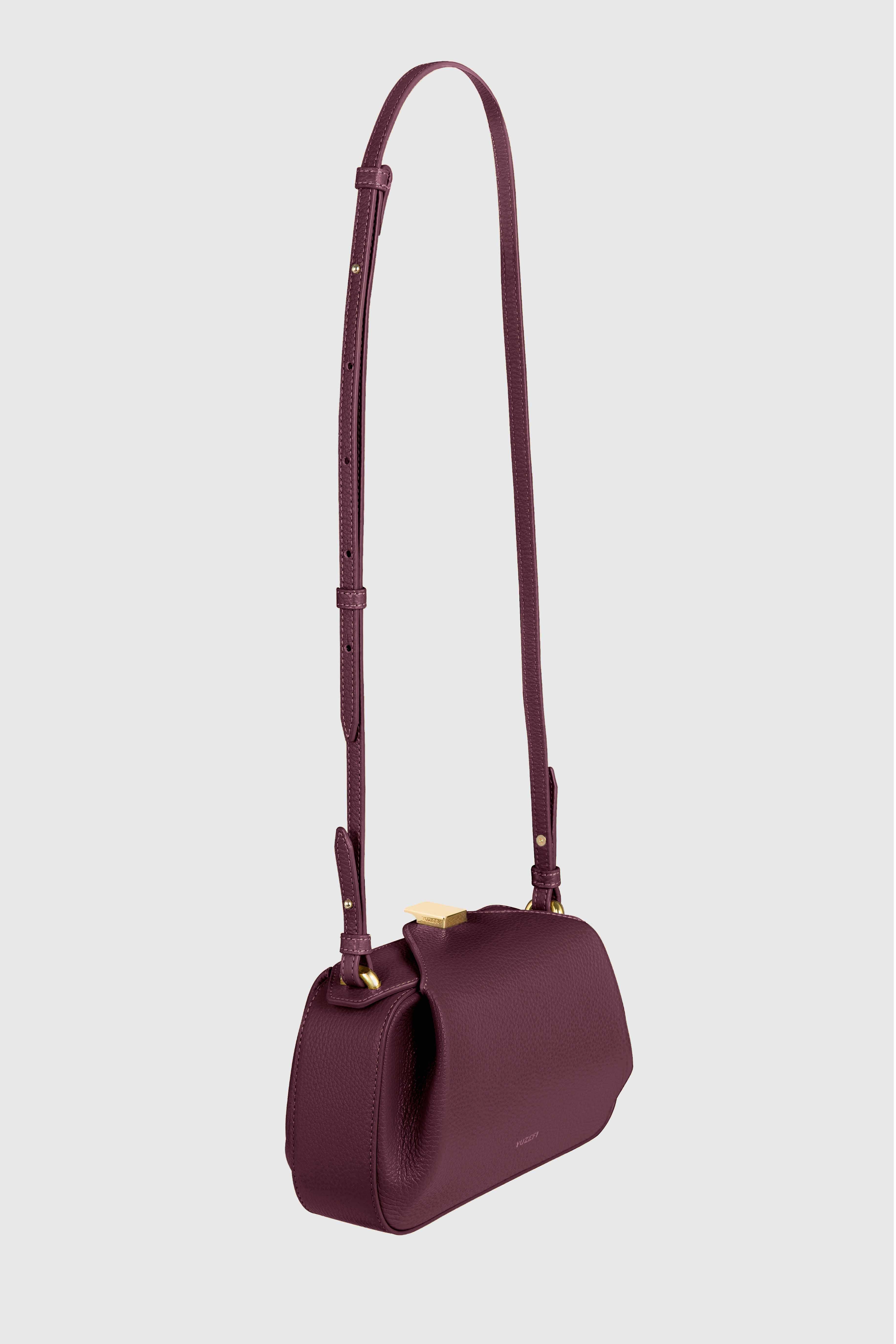 OYSTER MINI CLUTCH - WINE PEBBLE GRAINED LEATHER