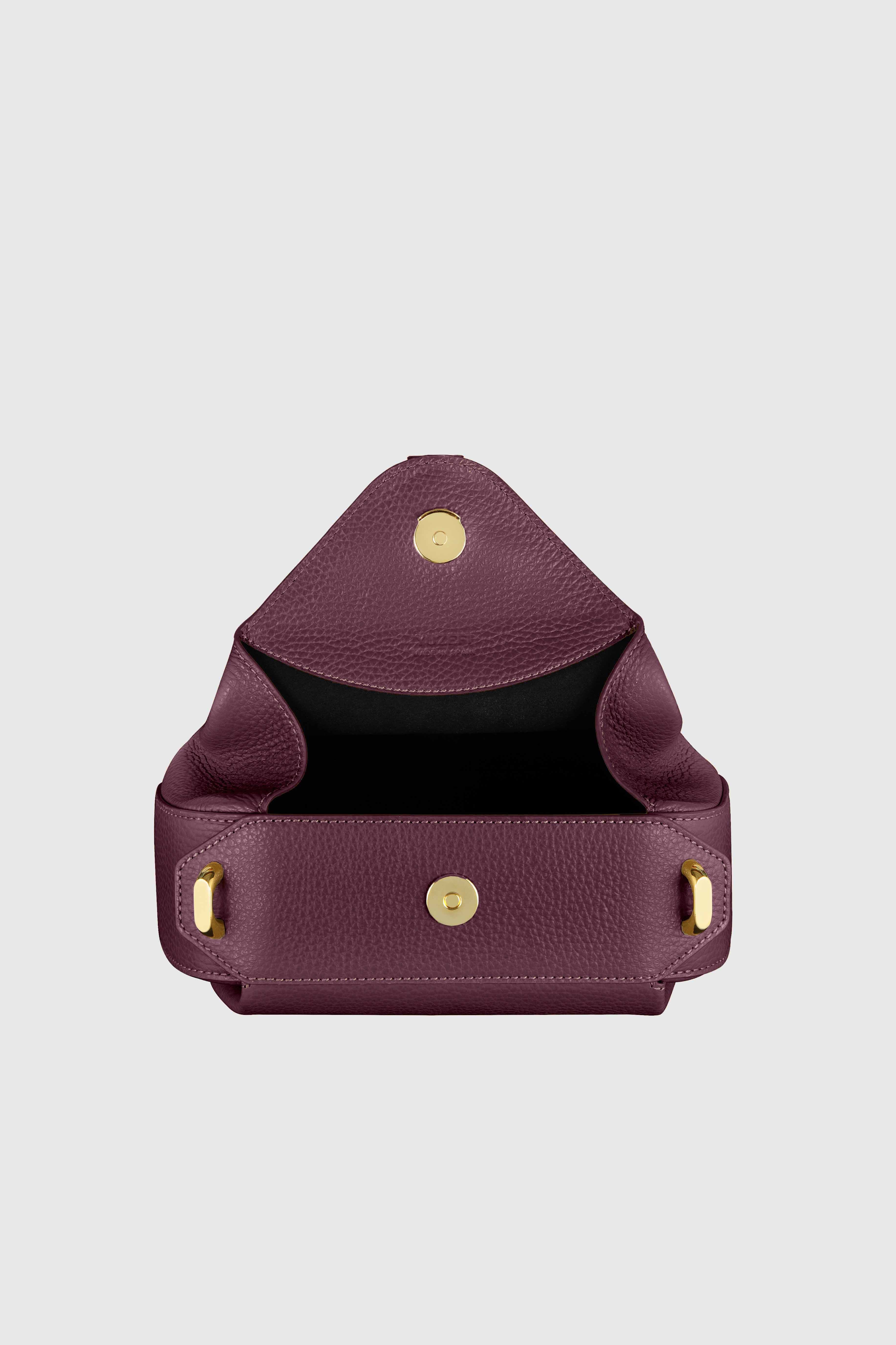 OYSTER MINI CLUTCH - WINE PEBBLE GRAINED LEATHER