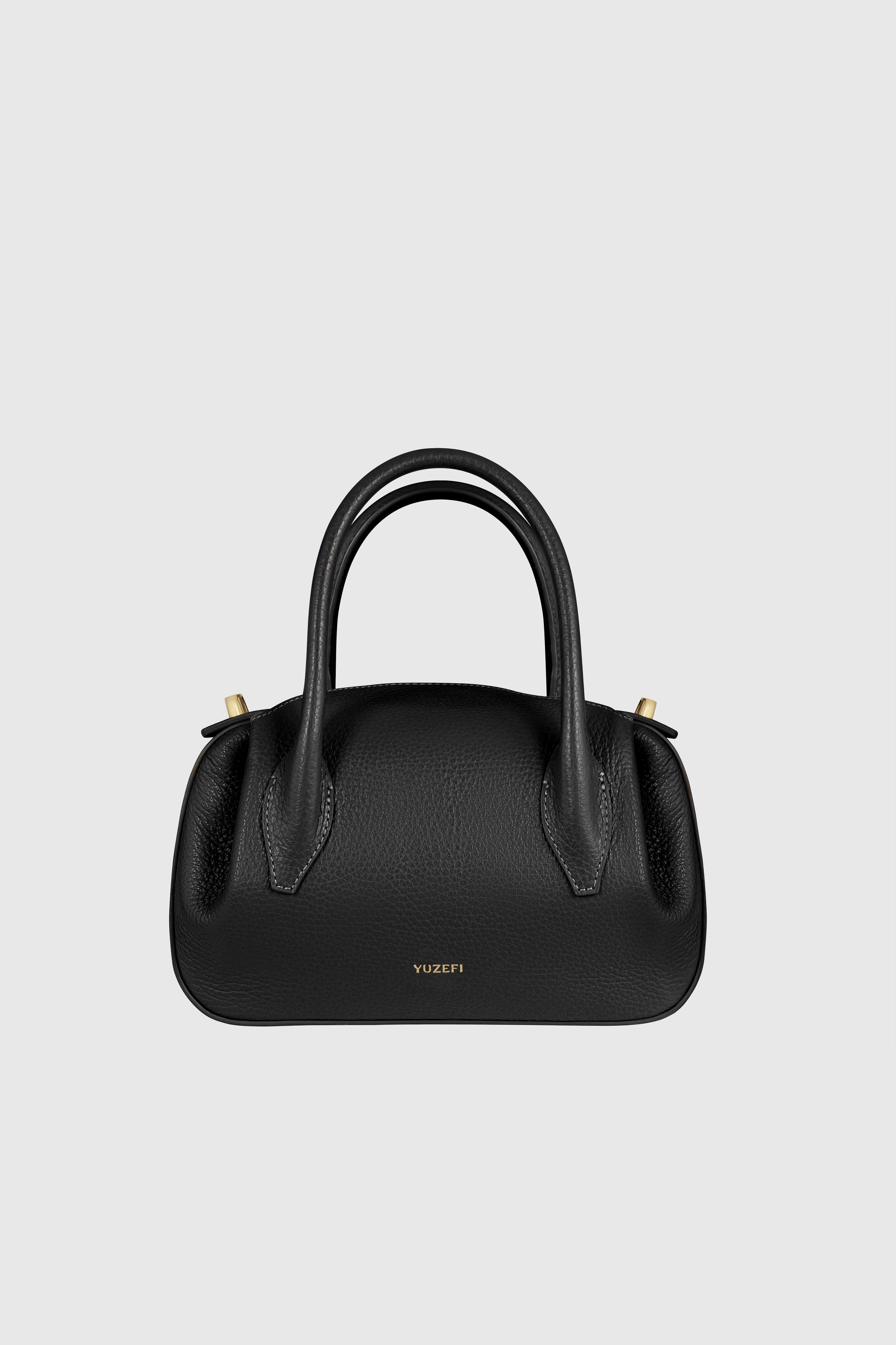 OYSTER MINI DUFFLE - BLACK PEBBLE GRAINED LEATHER