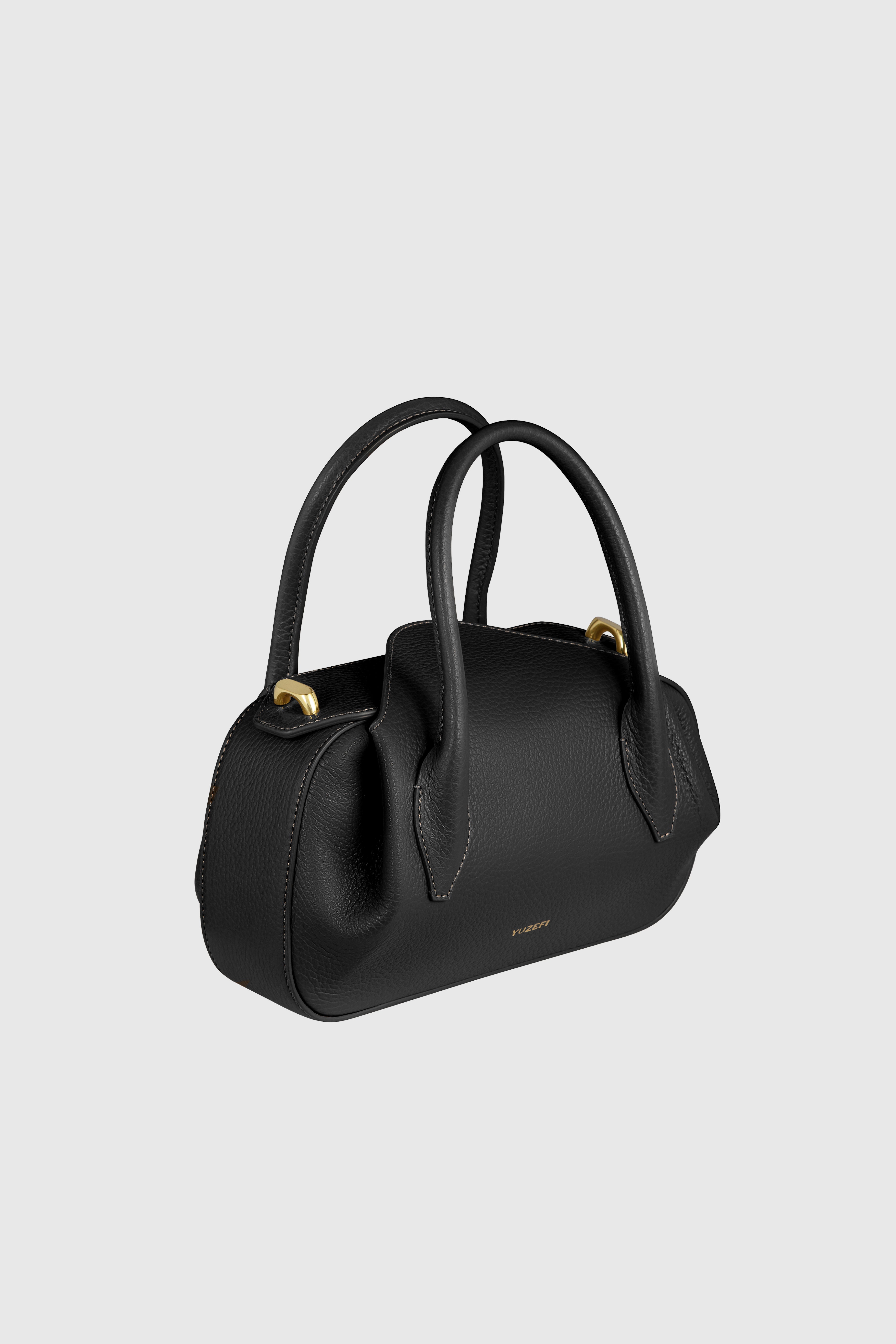 OYSTER MINI DUFFLE - BLACK PEBBLE GRAINED LEATHER