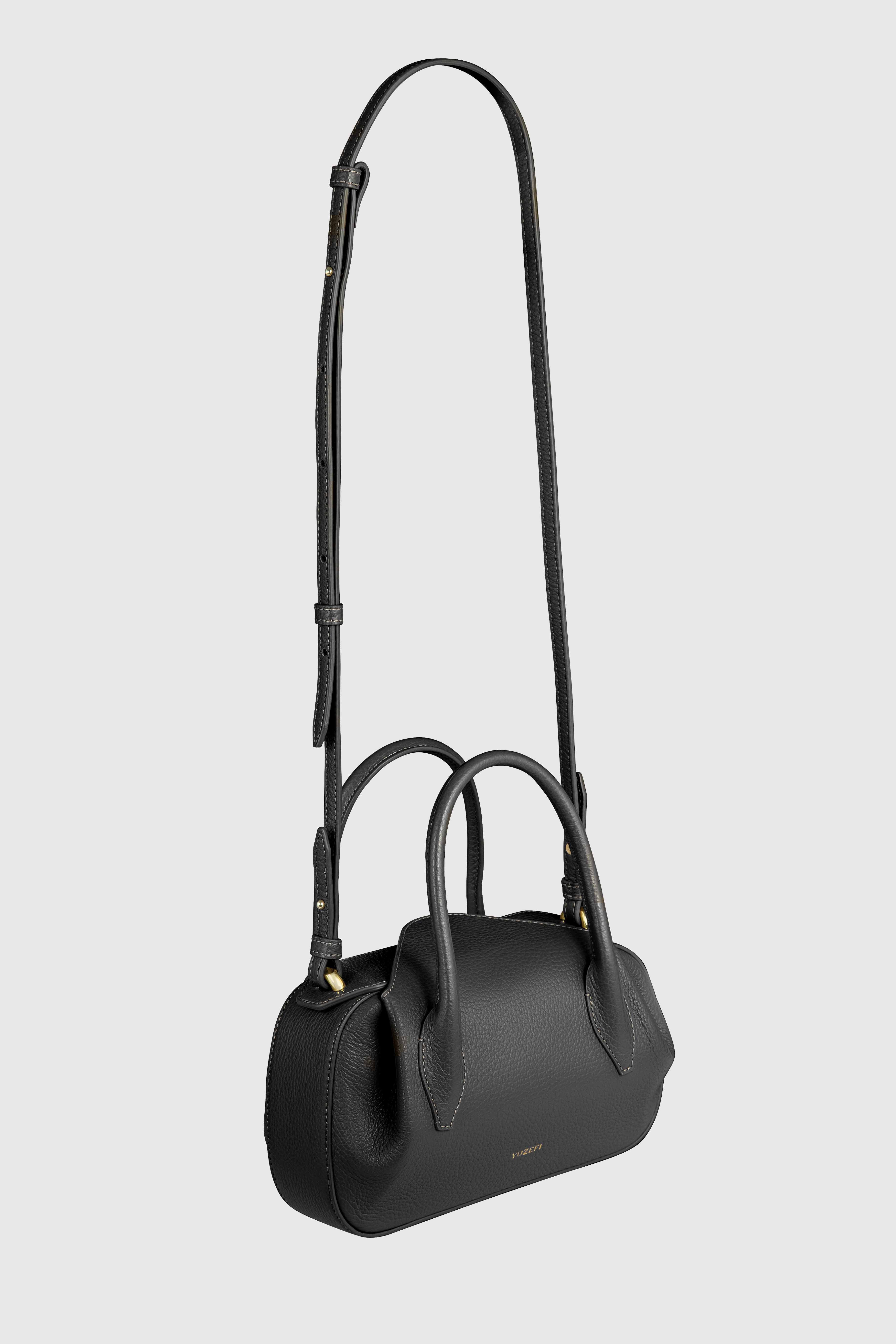 OYSTER MINI DUFFLE - BLACK PEBBLE GRAINED LEATHER