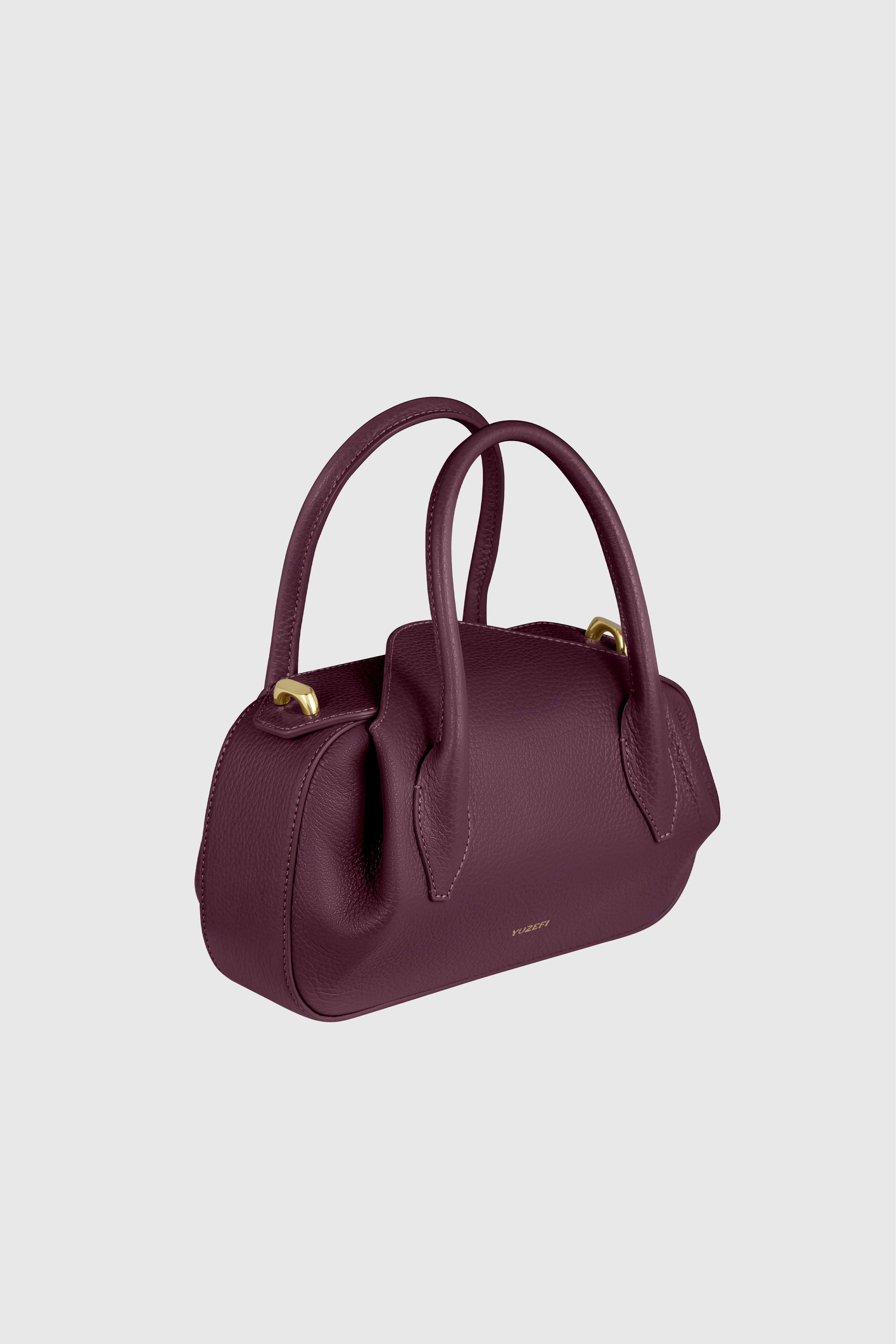 OYSTER MINI DUFFLE - WINE PEBBLE GRAINED LEATHER