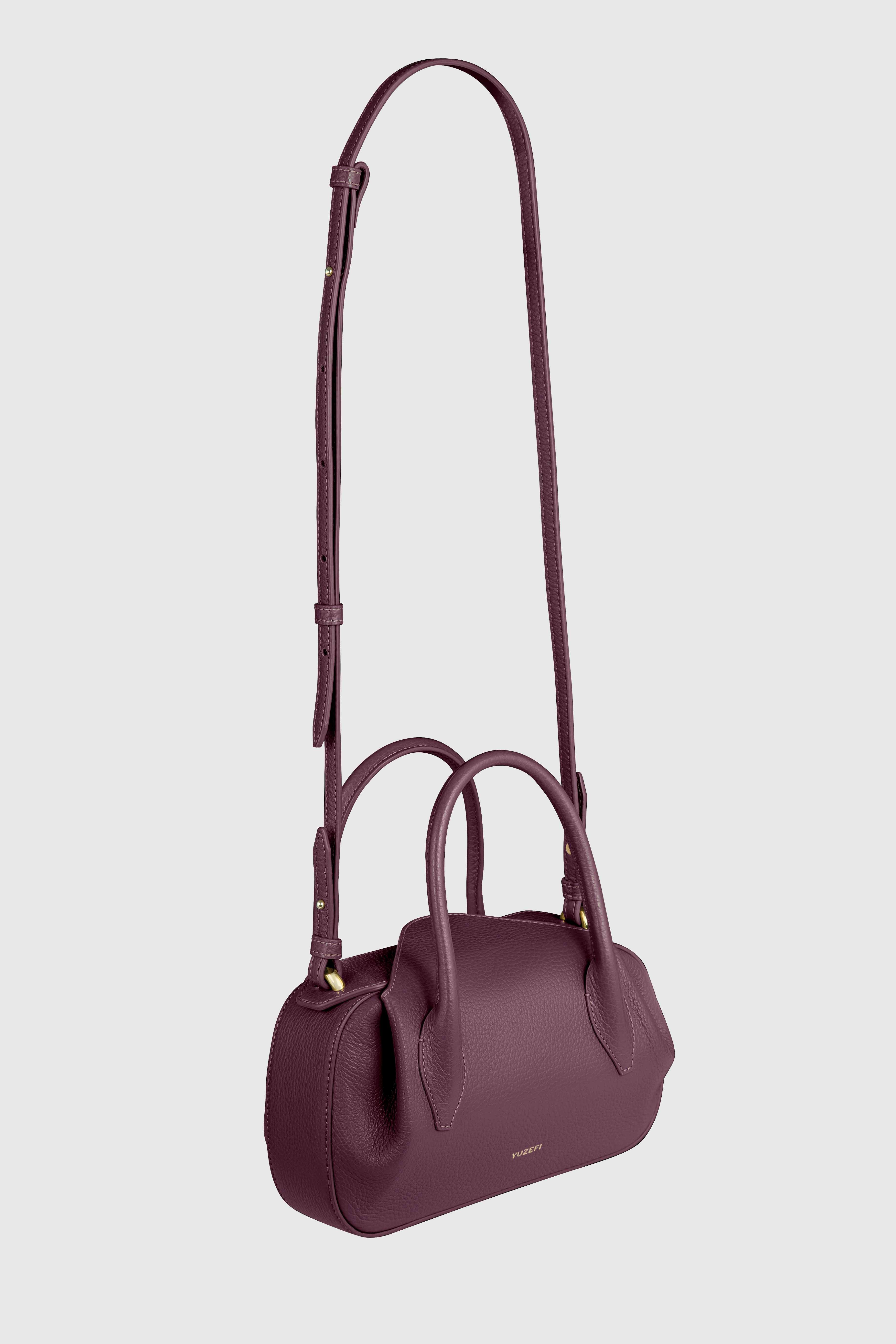 OYSTER MINI DUFFLE - WINE PEBBLE GRAINED LEATHER
