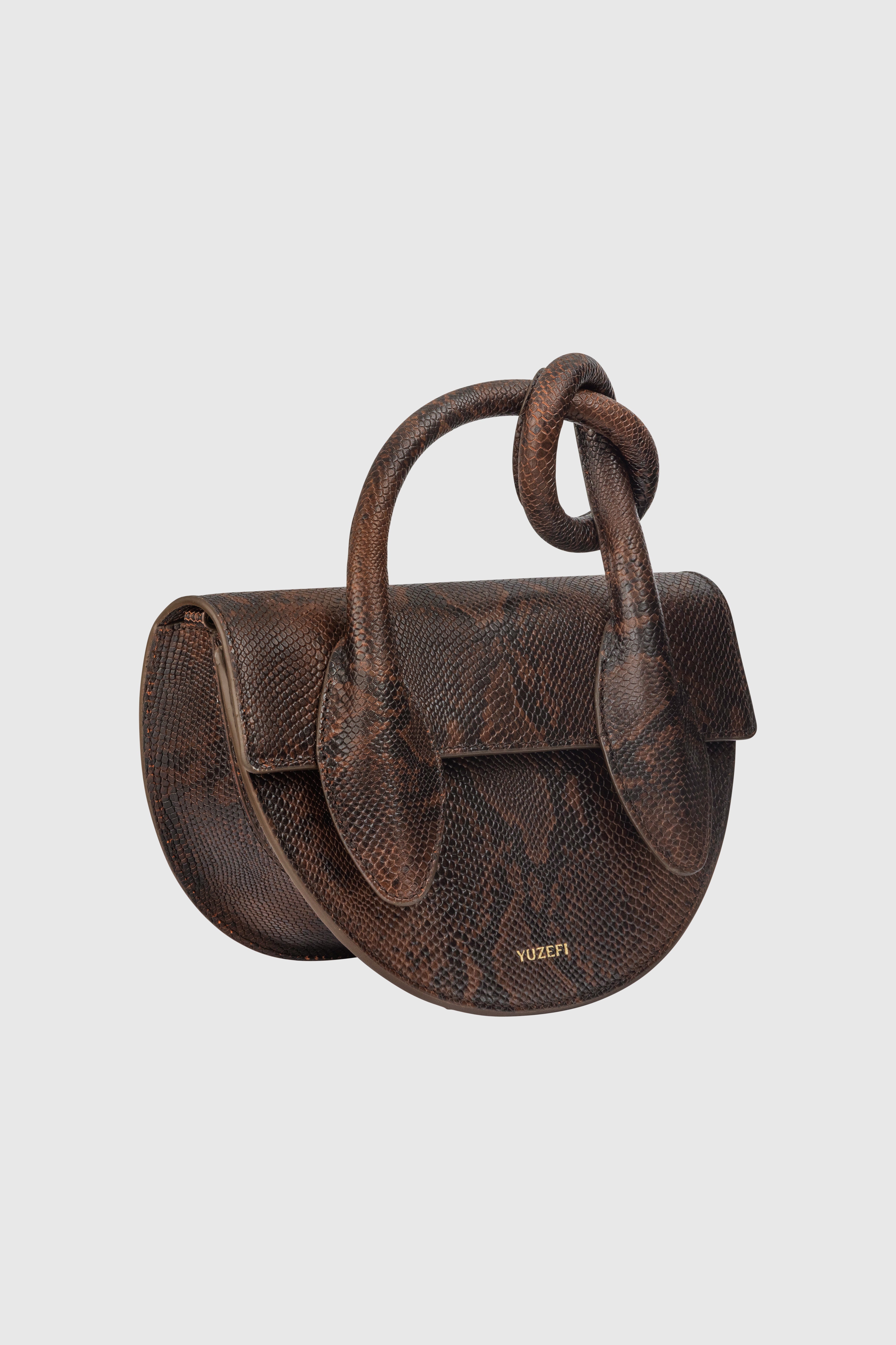 PRETZEL - EMBOSSED SNAKE COWHIDE LEATHER