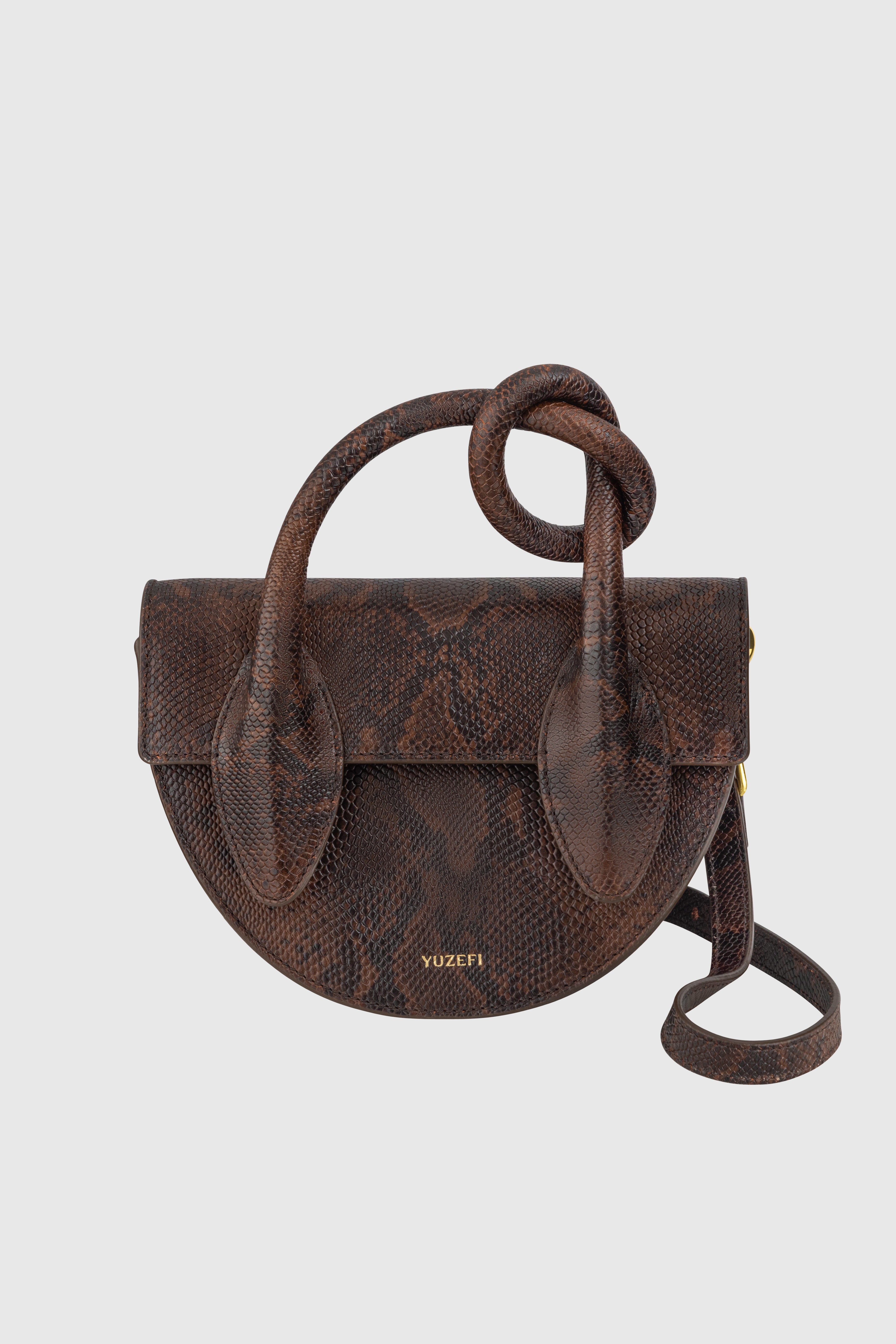 PRETZEL - EMBOSSED SNAKE COWHIDE LEATHER