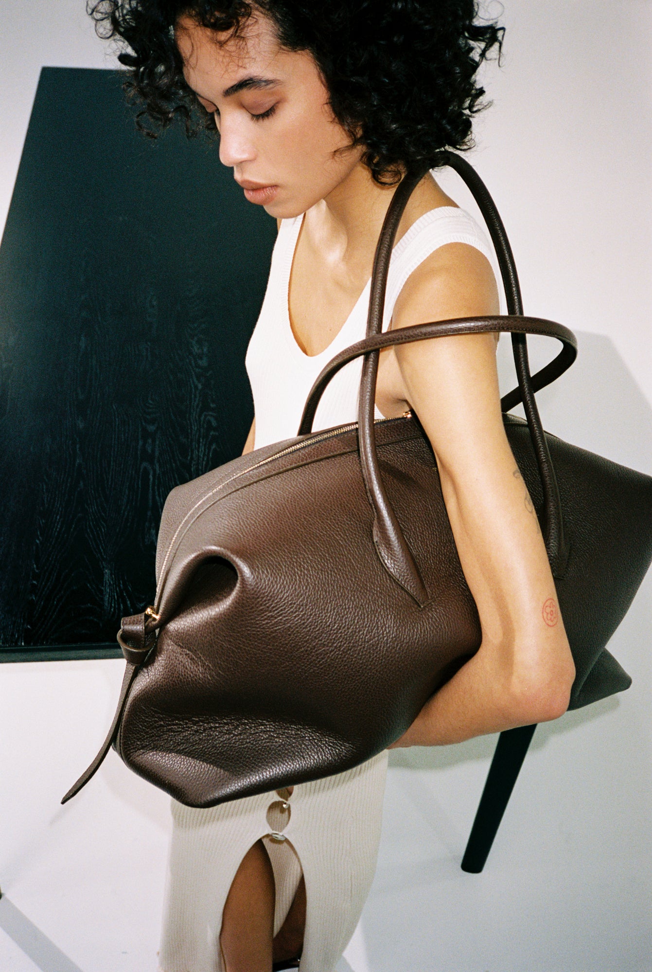 BRIOCHE WEEKENDER - ESPRESSO PEBBLE GRAINED LEATHER