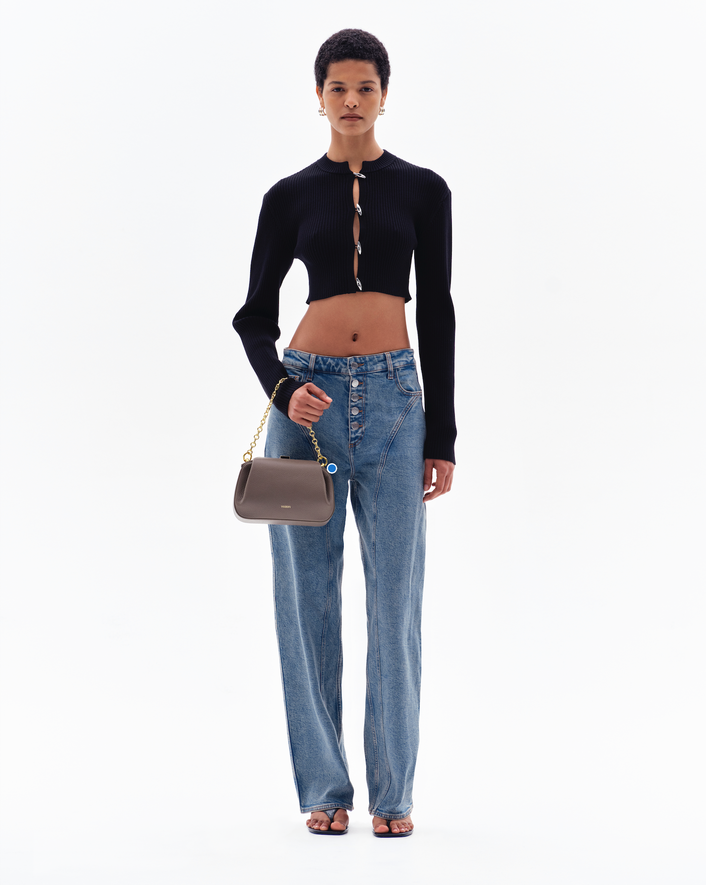OYSTER MINI CLUTCH - TAUPE PEBBLE GRAINED LEATHER