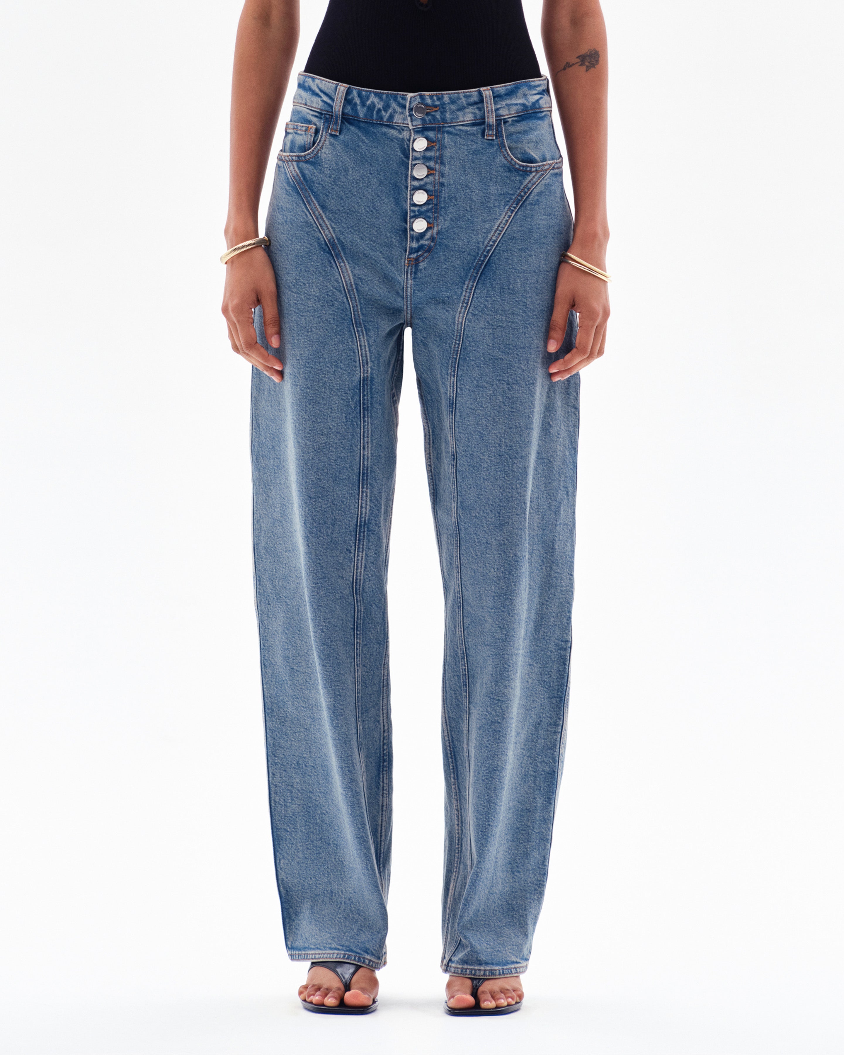 RIANA CURVED SEAM JEAN - STERLING