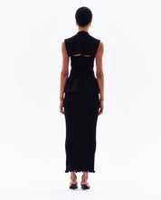IRALYN RIB SPLIT SKIRT - BLACK