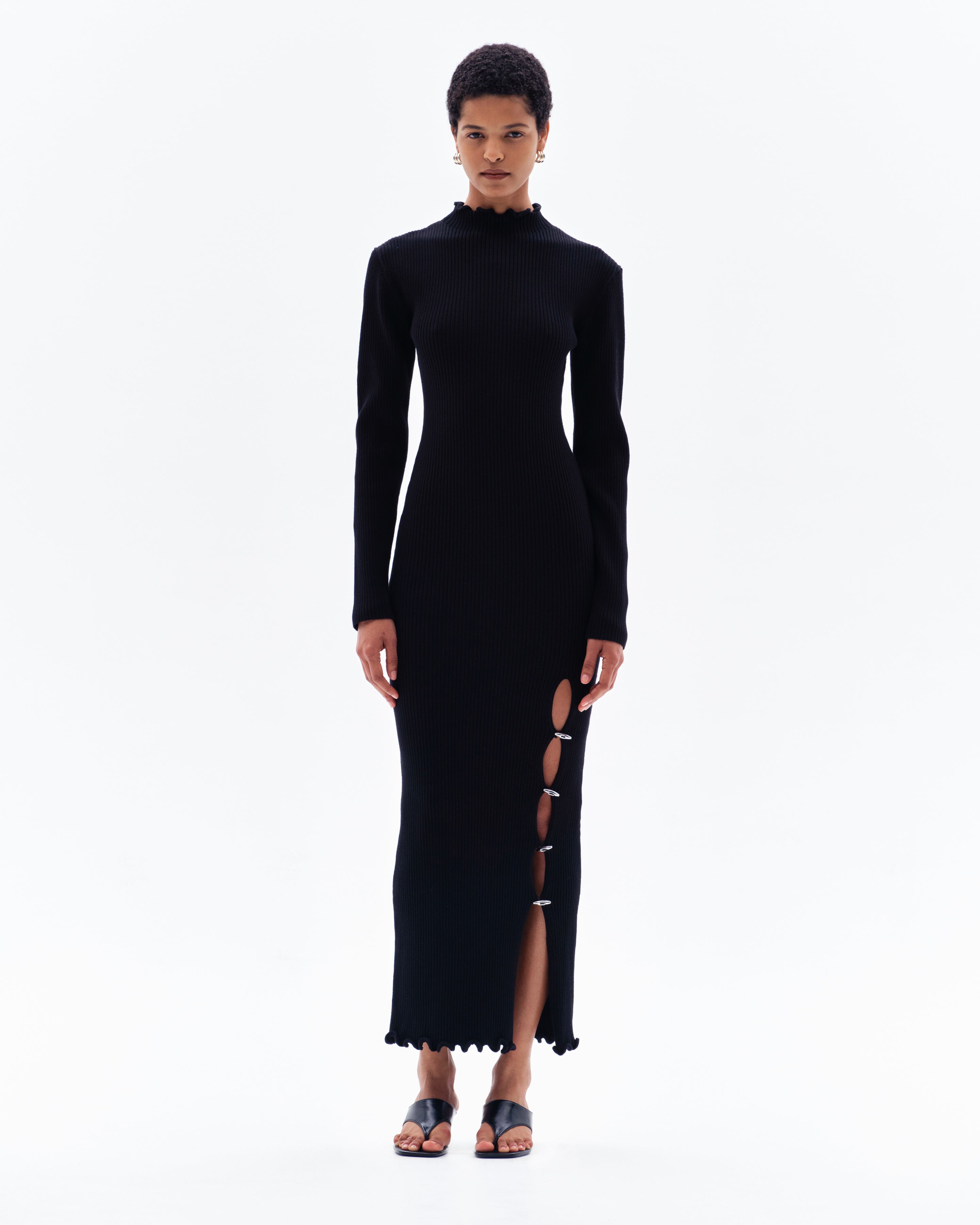 ribbed dress with split Halle High Split Ribbed Dress Large / Olive