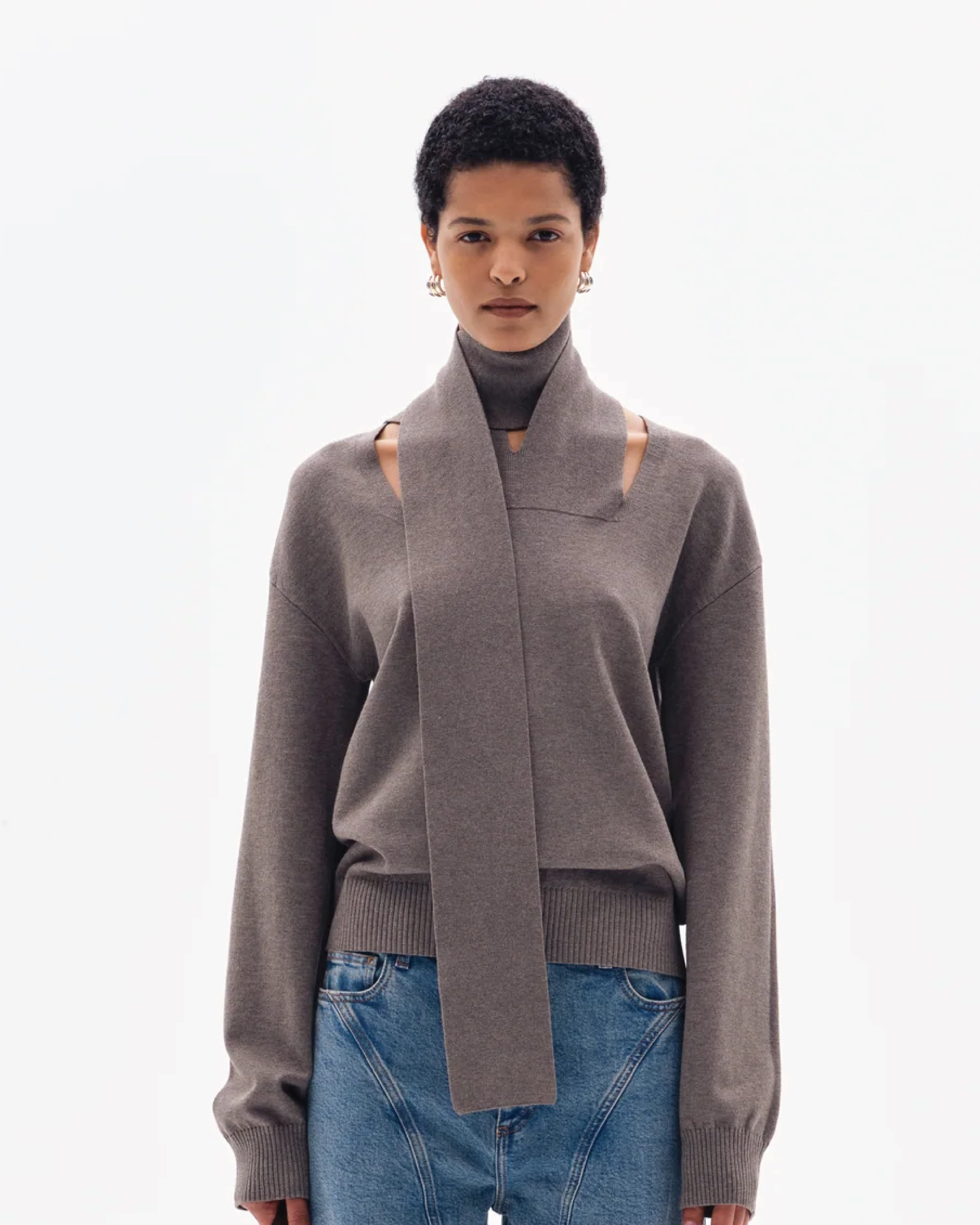 OLA PLAIN SLASH JUMPER - CLAY