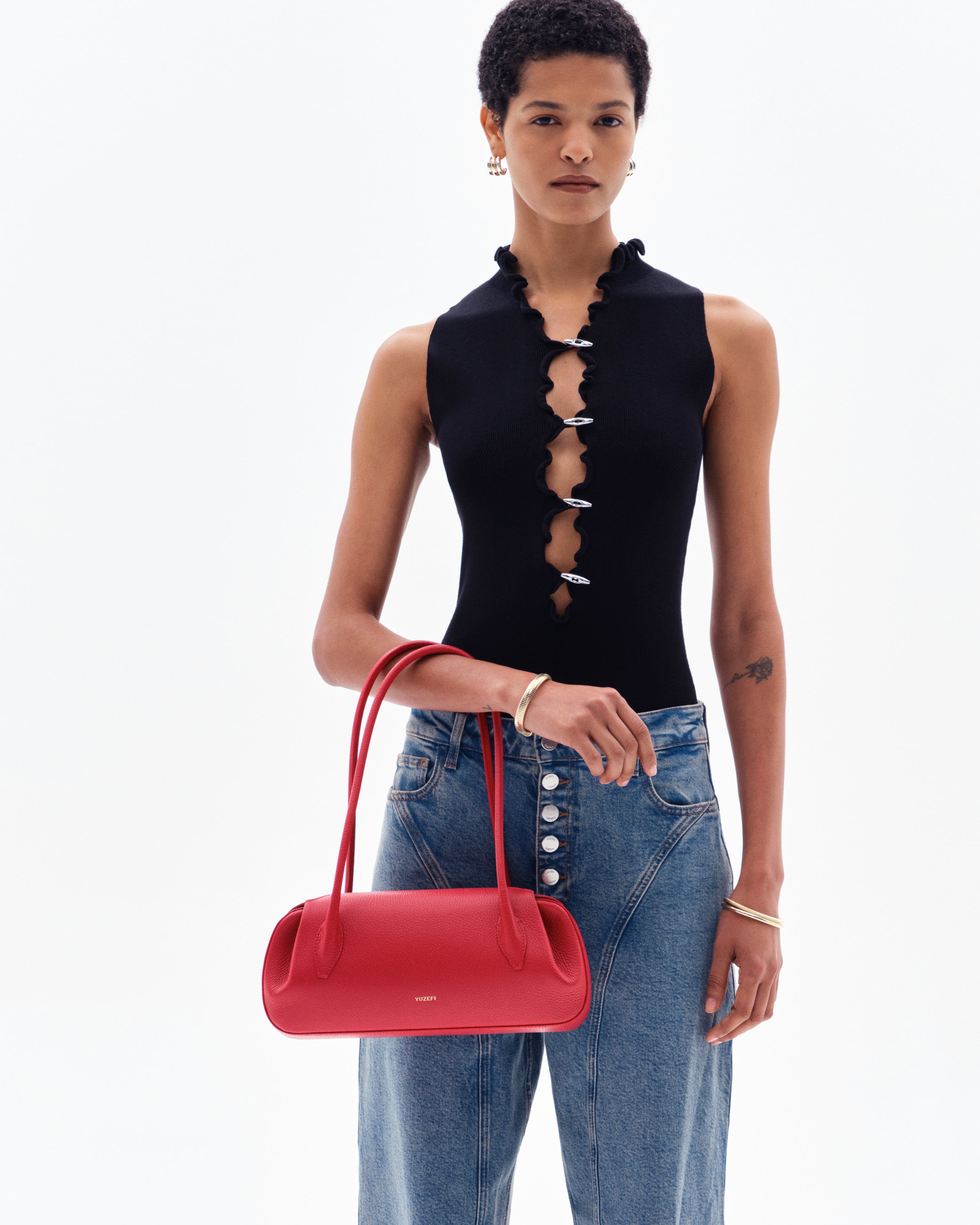 OYSTER SHOULDER BAG - CAYENNE PEBBLE GRAINED LEATHER